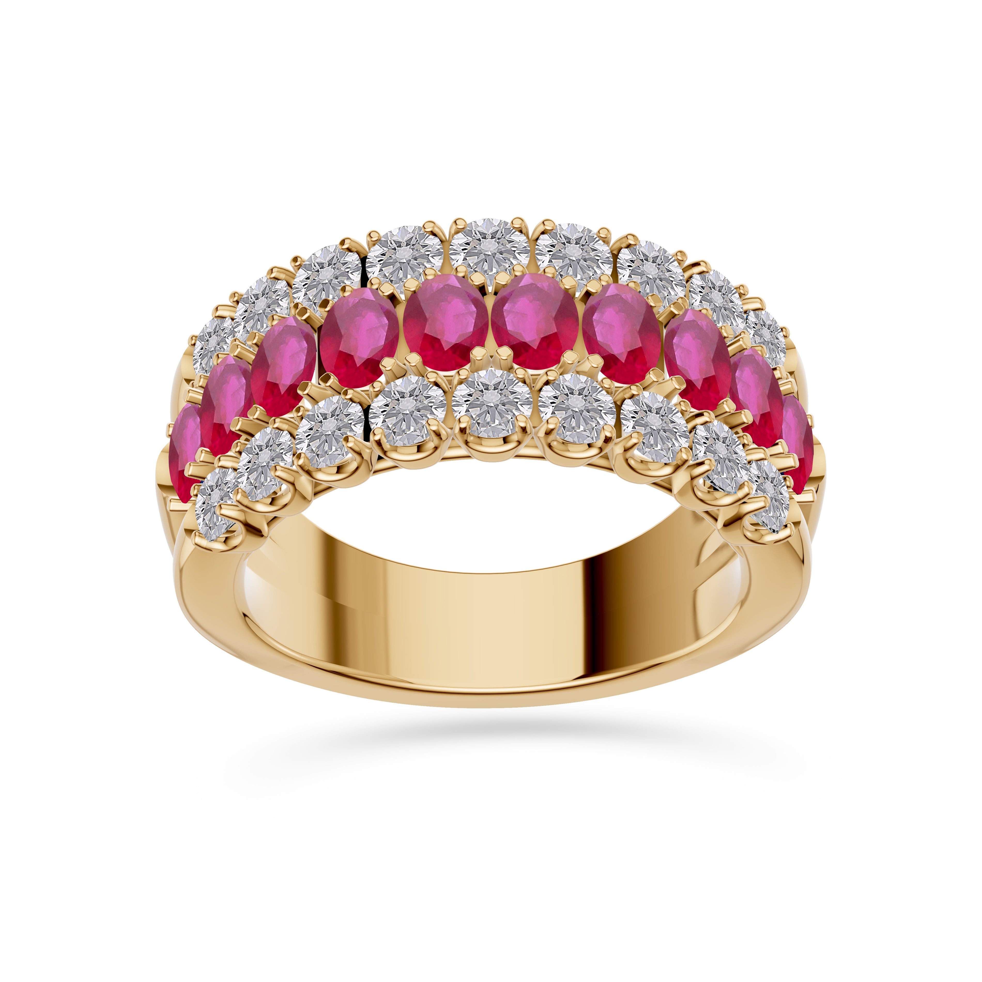 Ruby and Diamond Regal Band Ring in 18K Gold