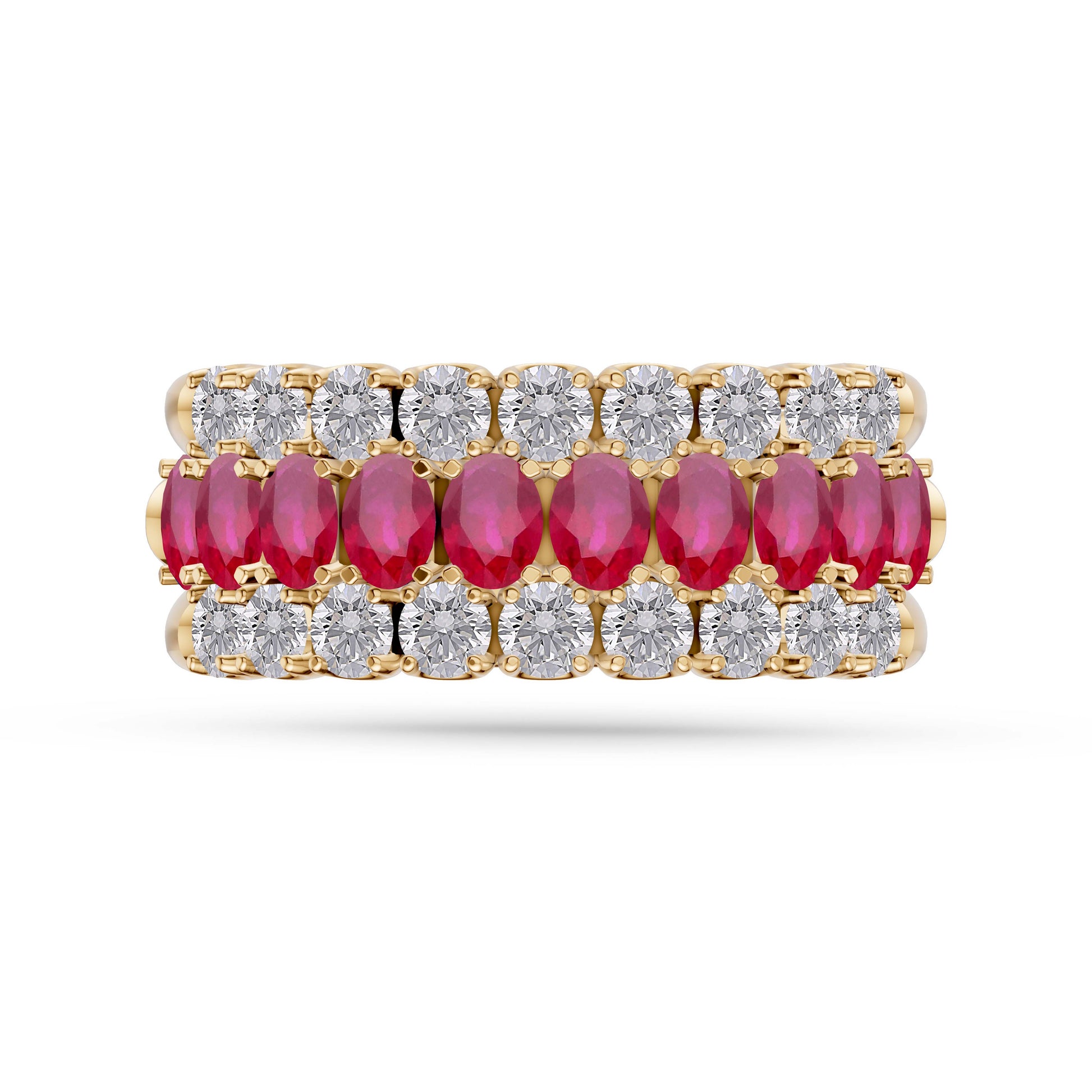 Ruby and Diamond Regal Band Ring in 18K Gold