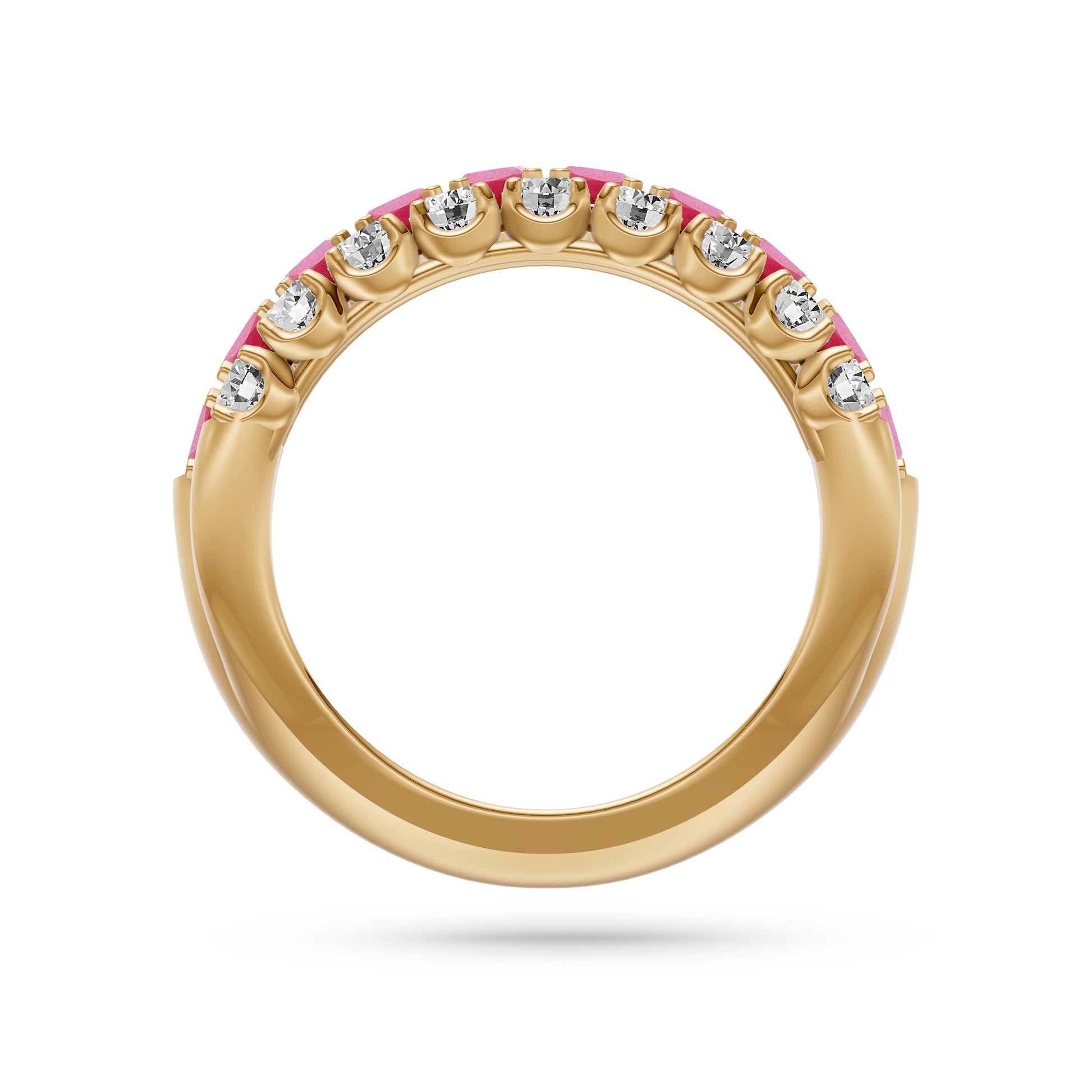 Ruby and Diamond Regal Band Ring in 18K Gold