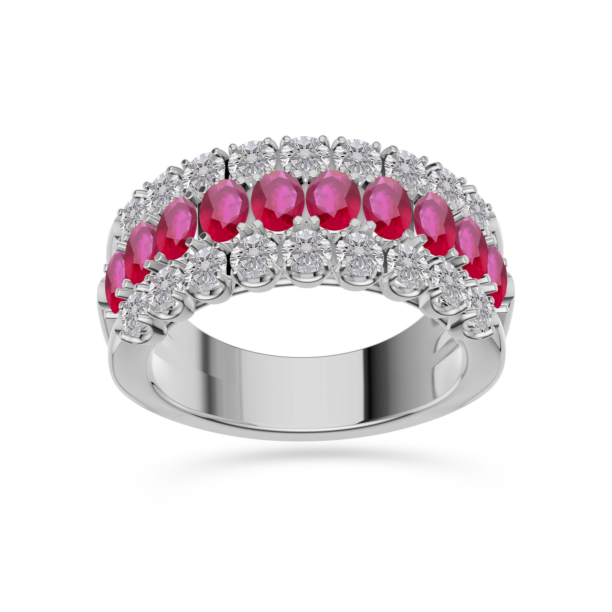 Ruby and Diamond Regal Band Ring in 18K Gold