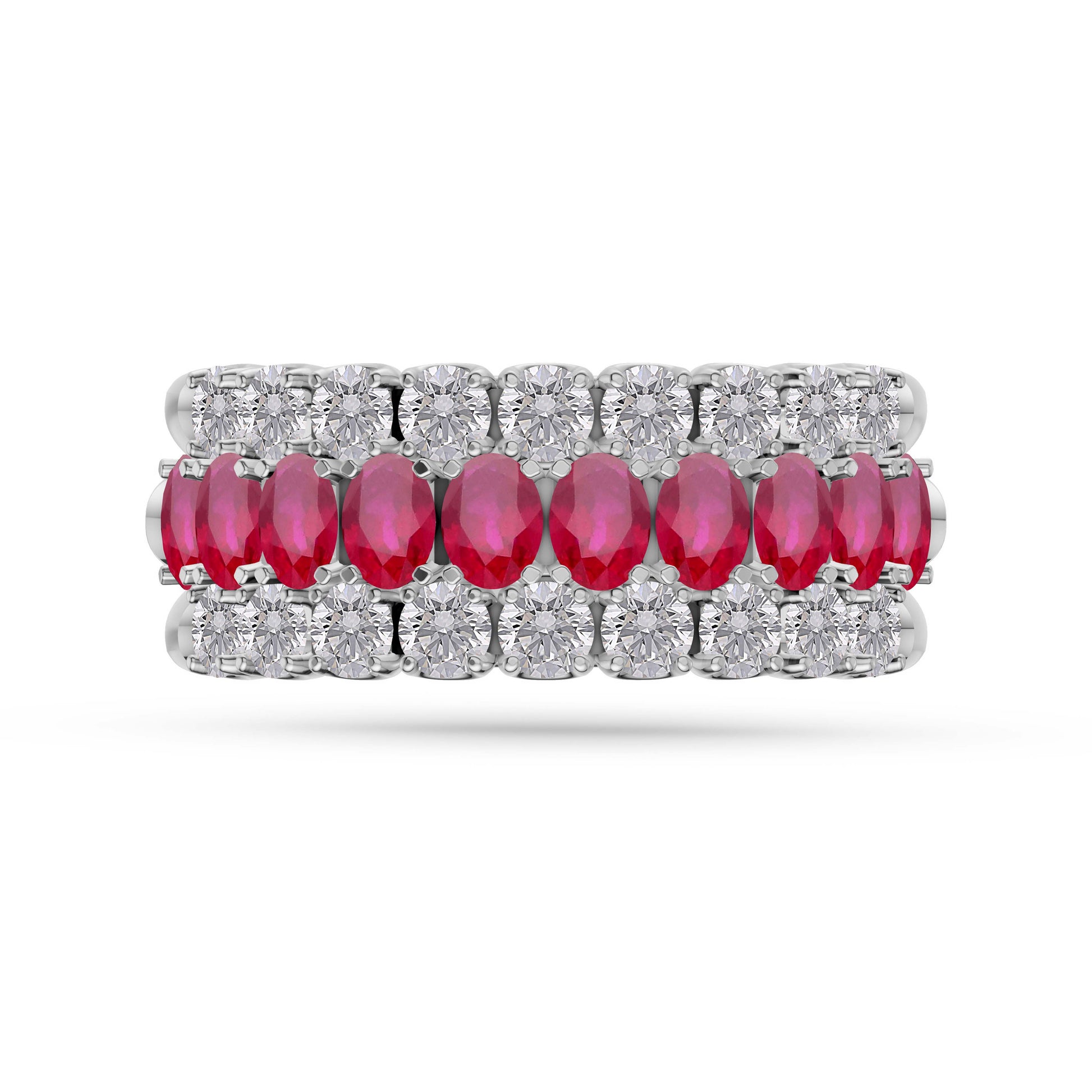 Ruby and Diamond Regal Band Ring in 18K Gold