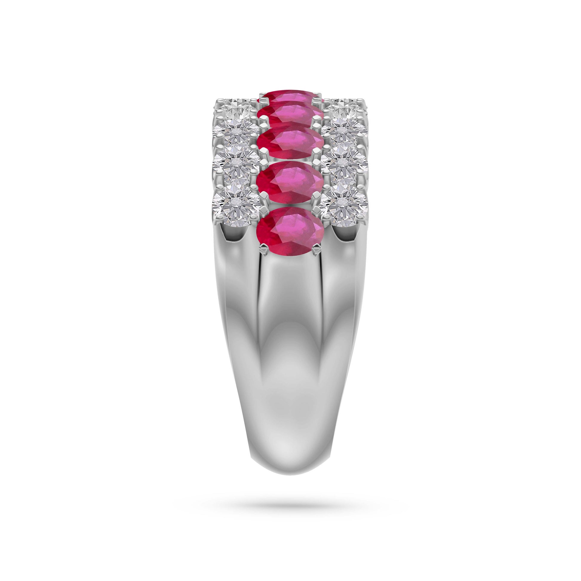Ruby and Diamond Regal Band Ring in 18K Gold