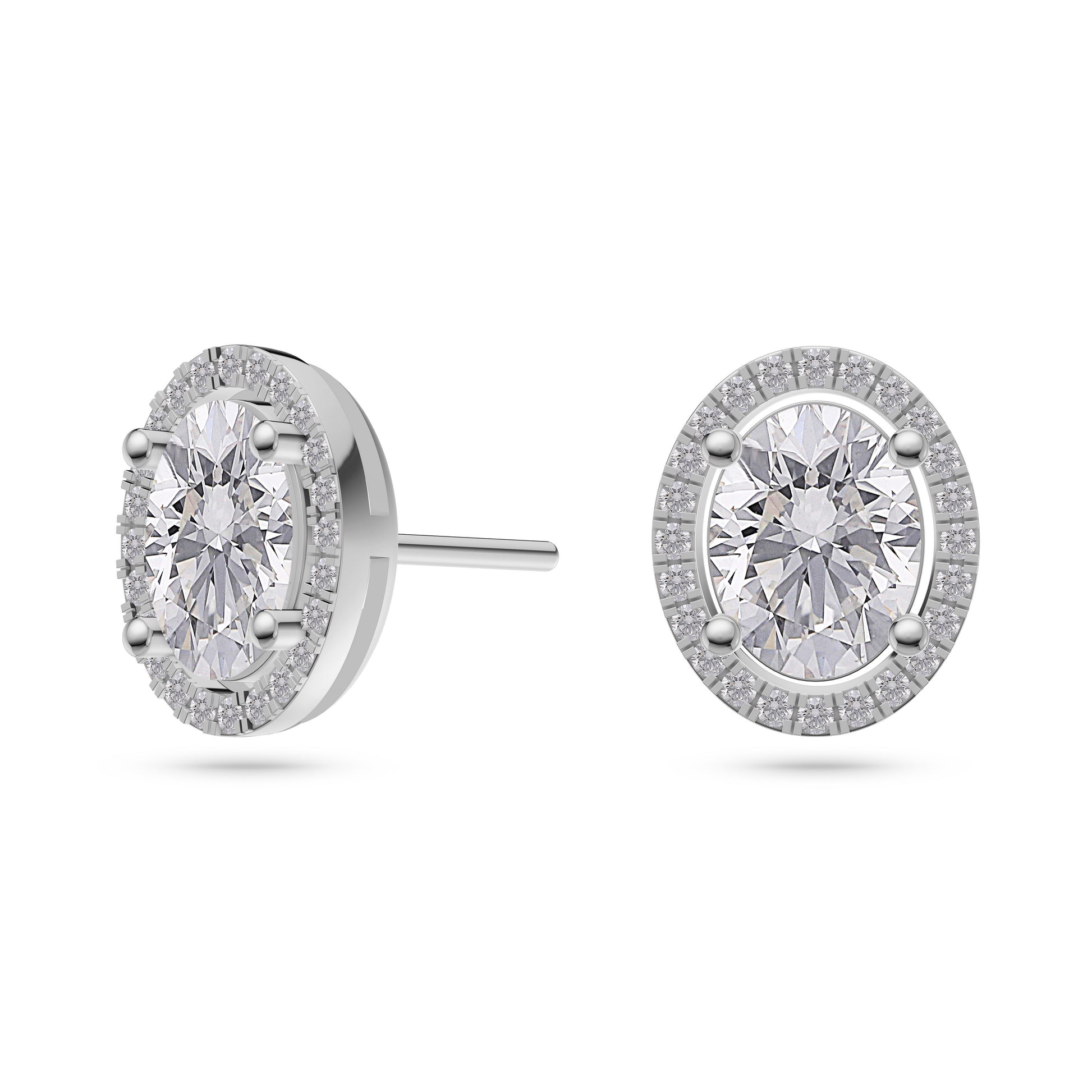Heirloom-Inspired Oval Diamond Halo Stud Earrings In 14K Gold