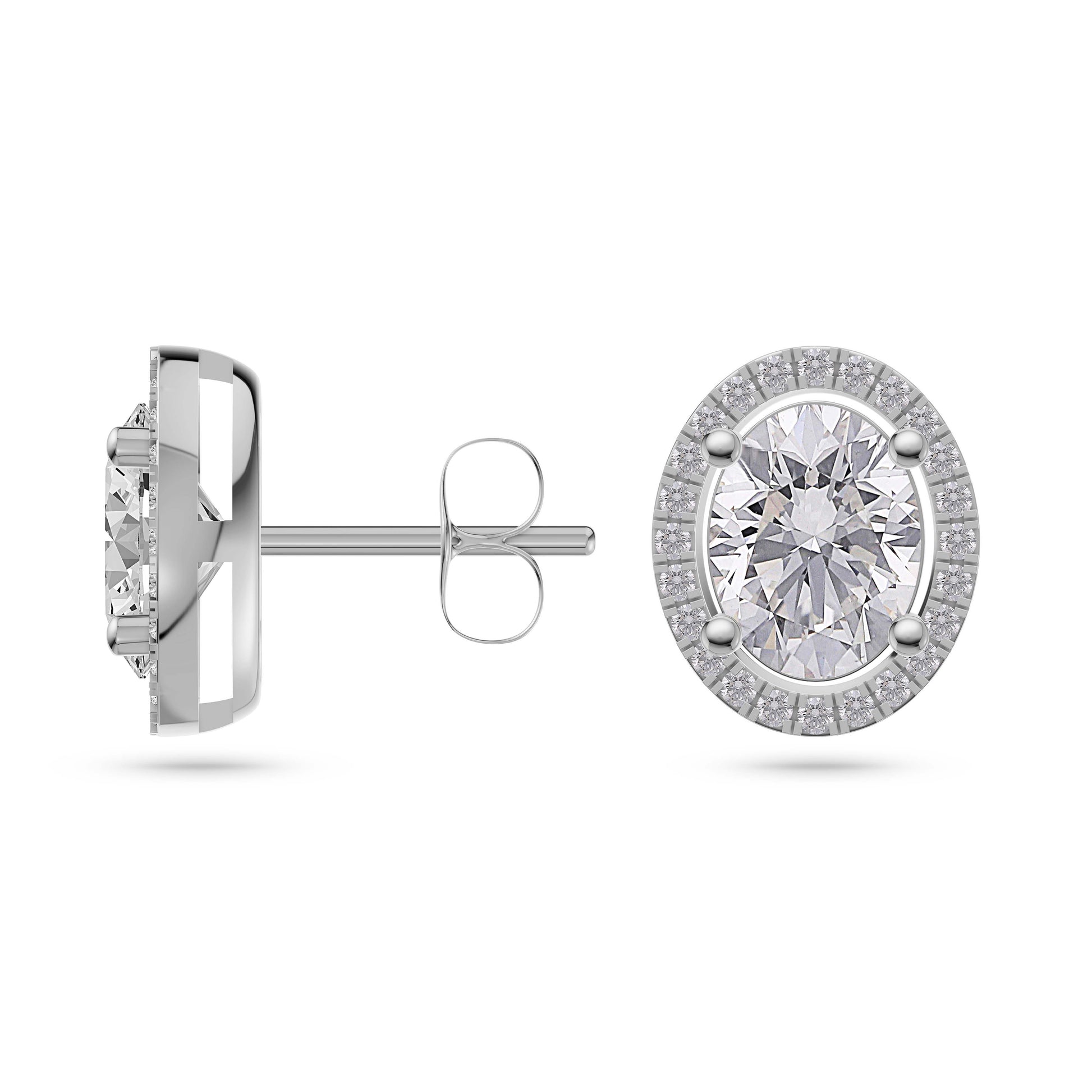 Heirloom-Inspired Oval Diamond Halo Stud Earrings In 14K Gold