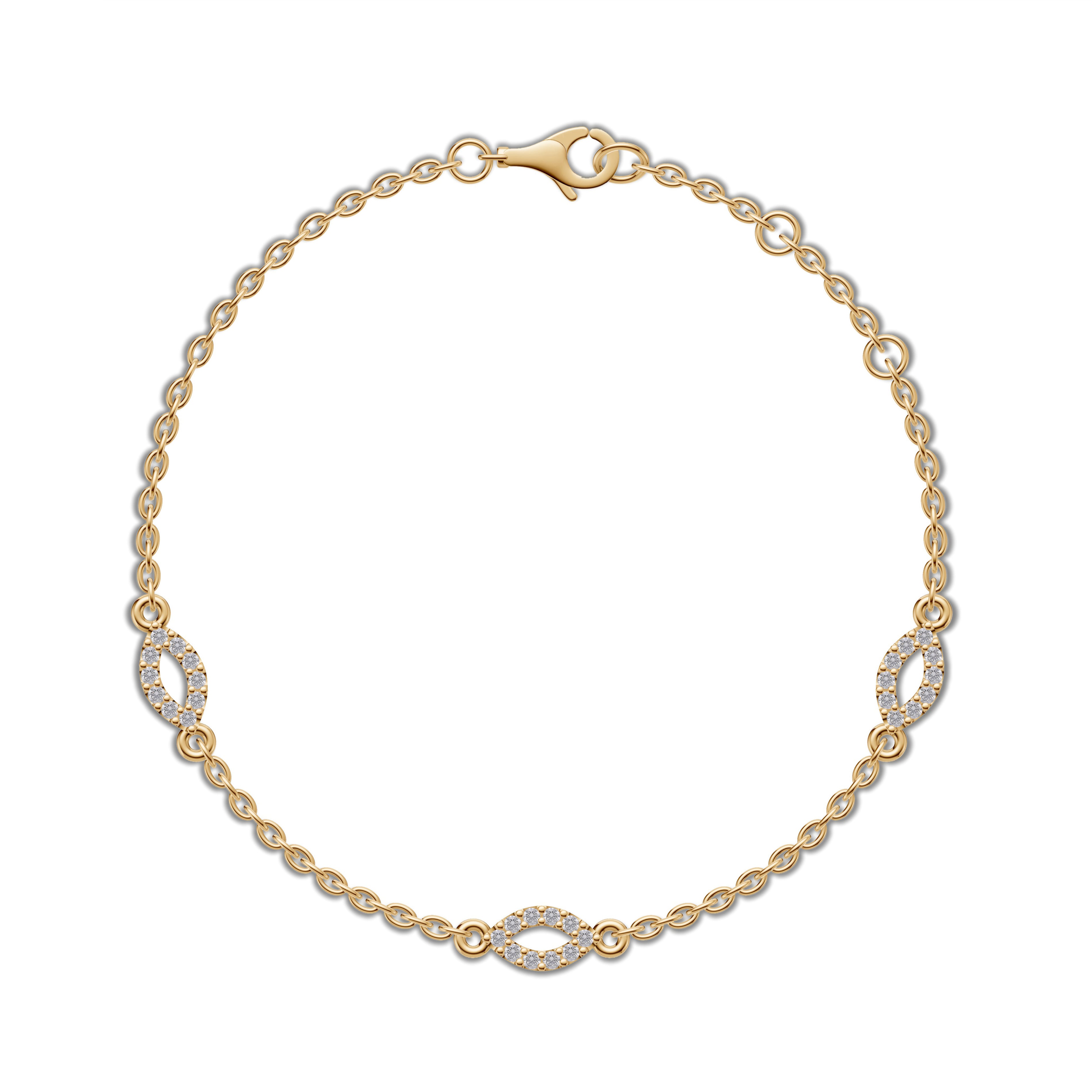 Diamond Motif Bracelet In 14K Gold