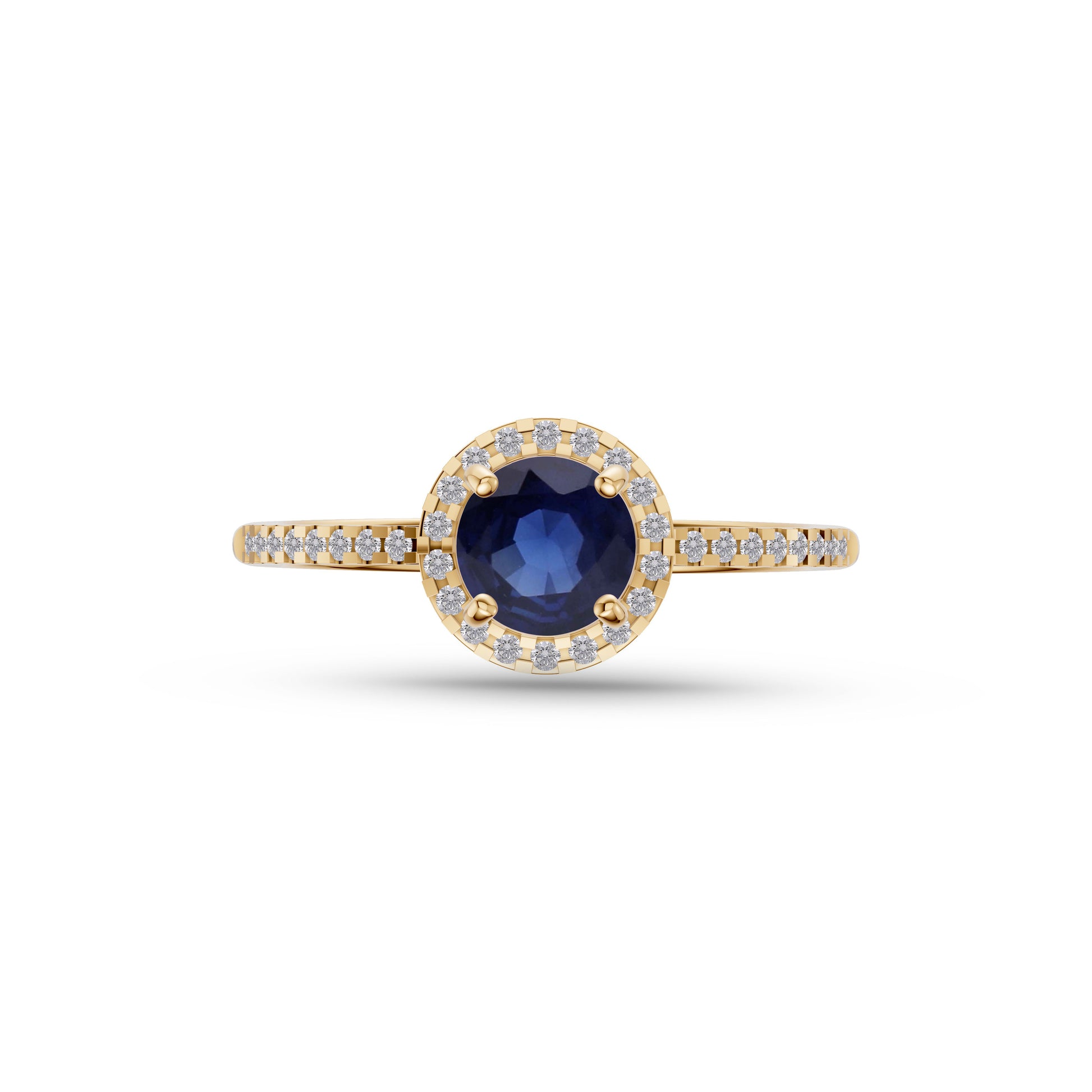 Sapphire Round Solitaire Ring In 18K Gold