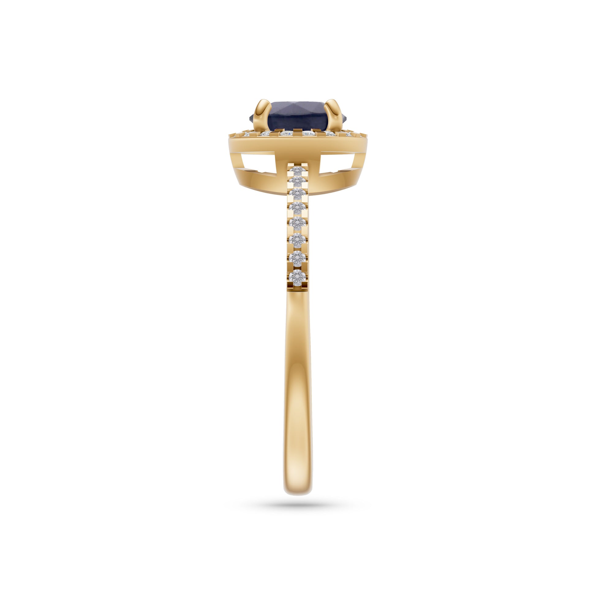 Sapphire Round Solitaire Ring In 18K Gold