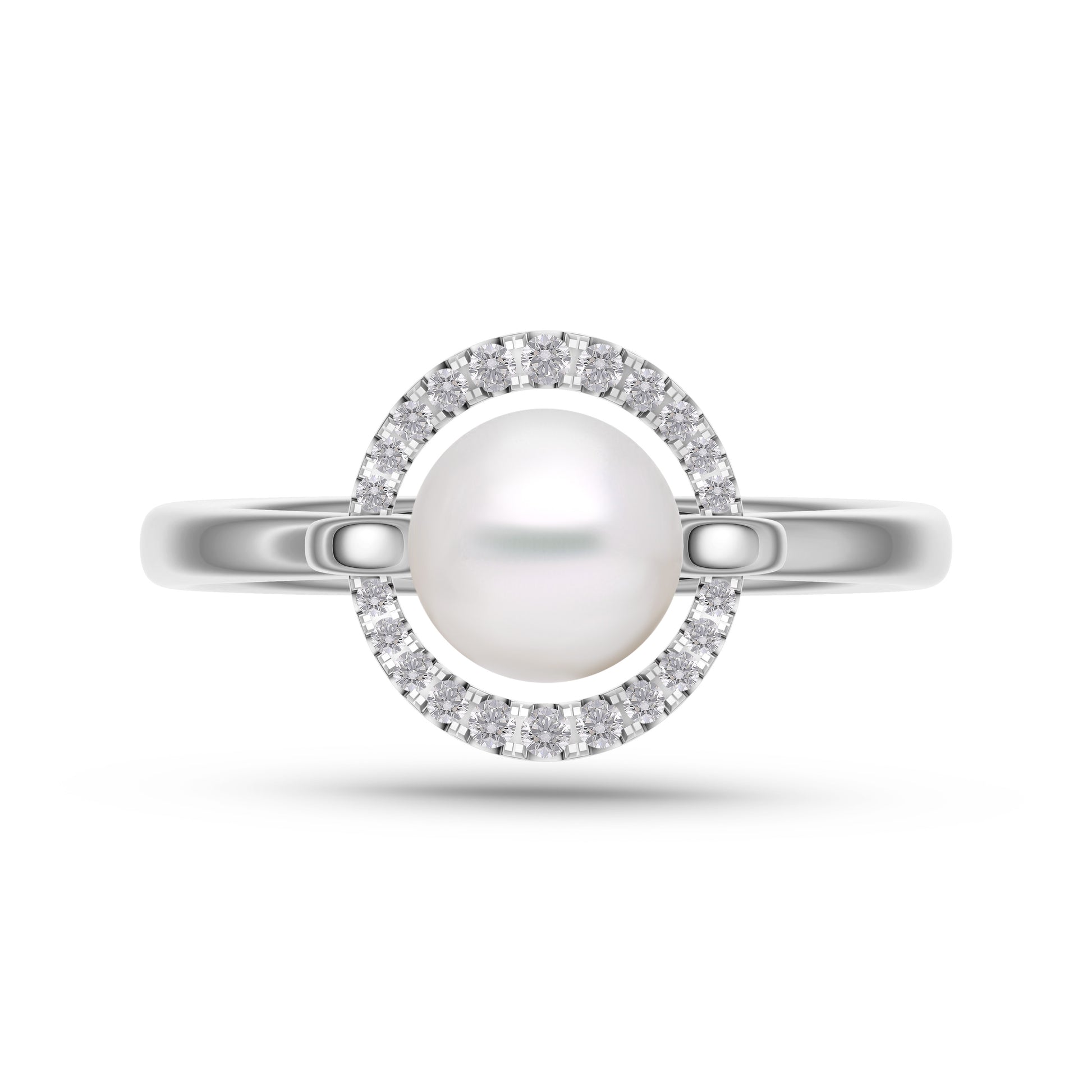 Pearl & Diamond Orbit Ring In 14K Gold