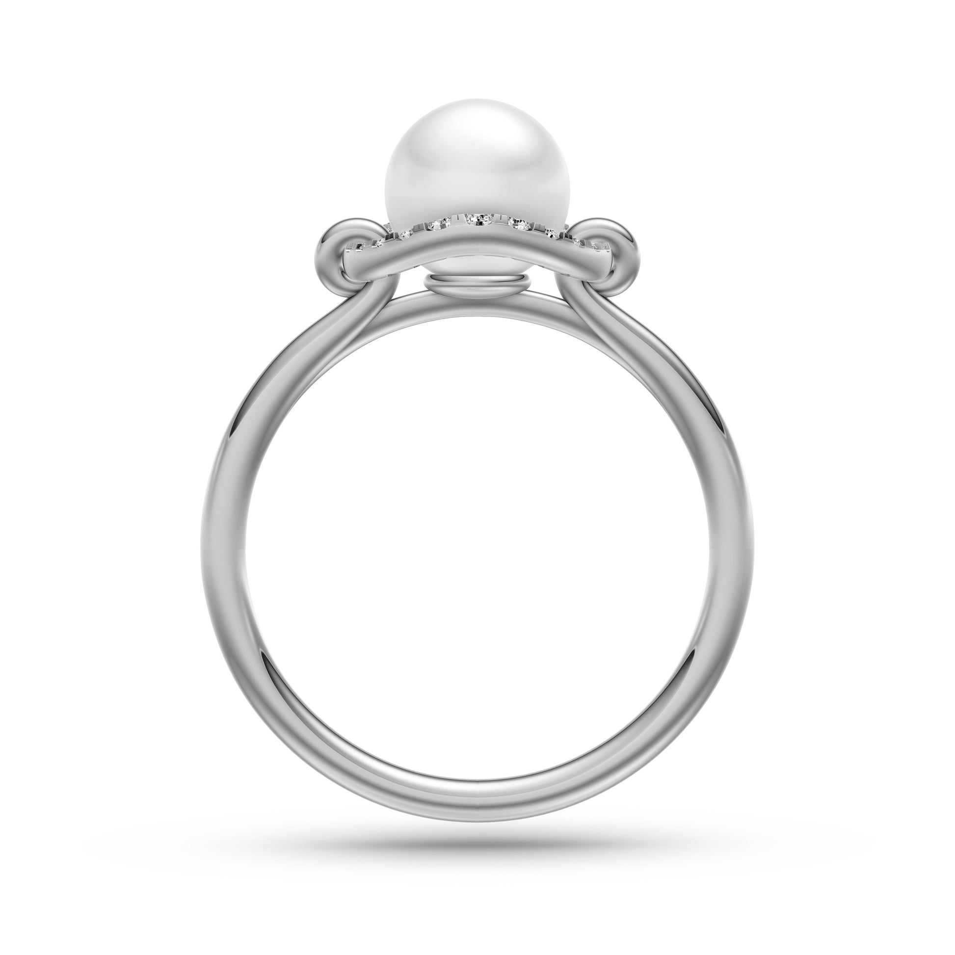 Pearl & Diamond Orbit Ring In 14K Gold