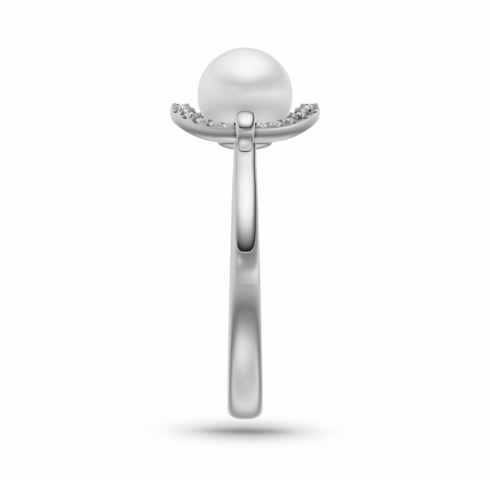 Pearl & Diamond Orbit Ring In 14K Gold
