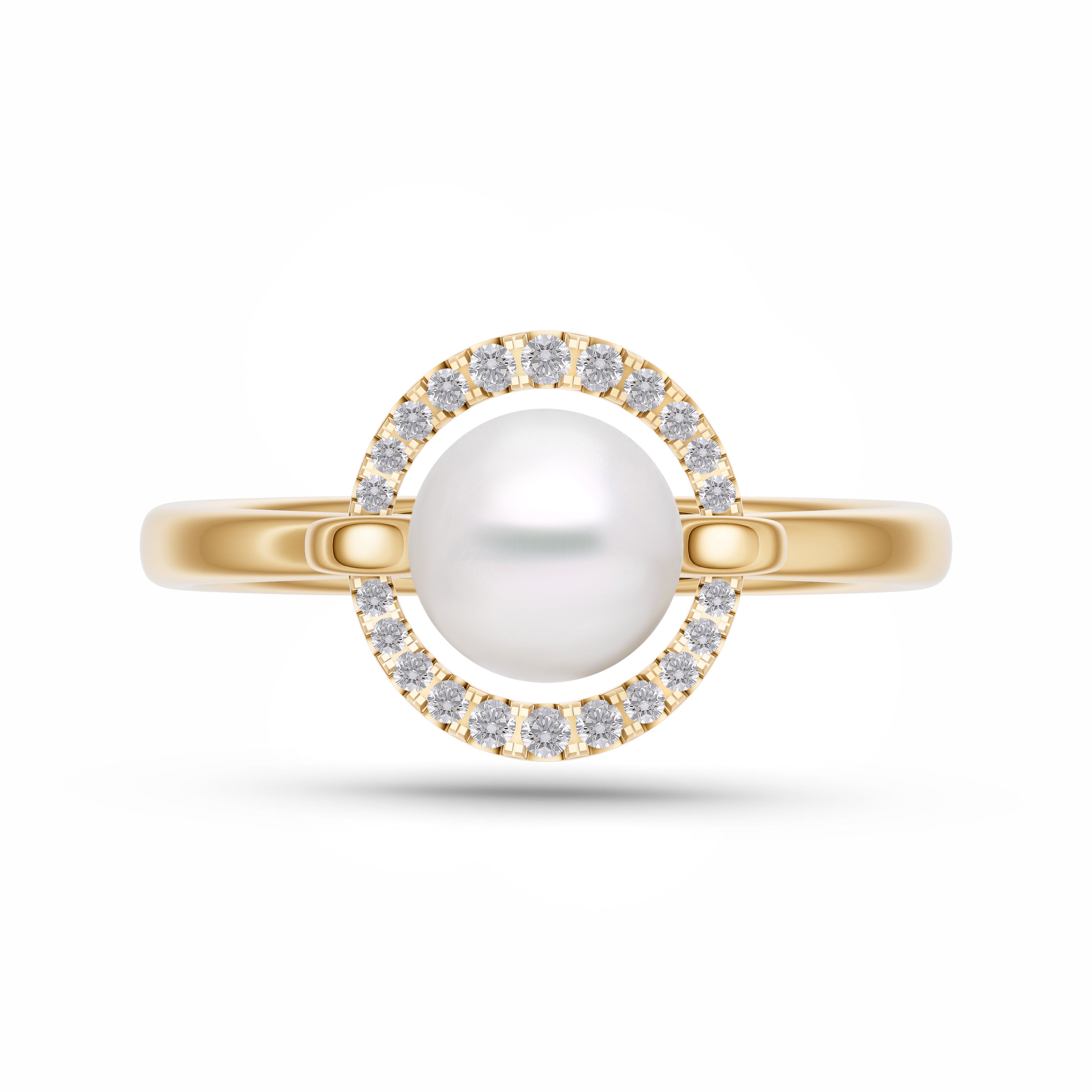 Pearl & Diamond Orbit Ring In 14K Gold