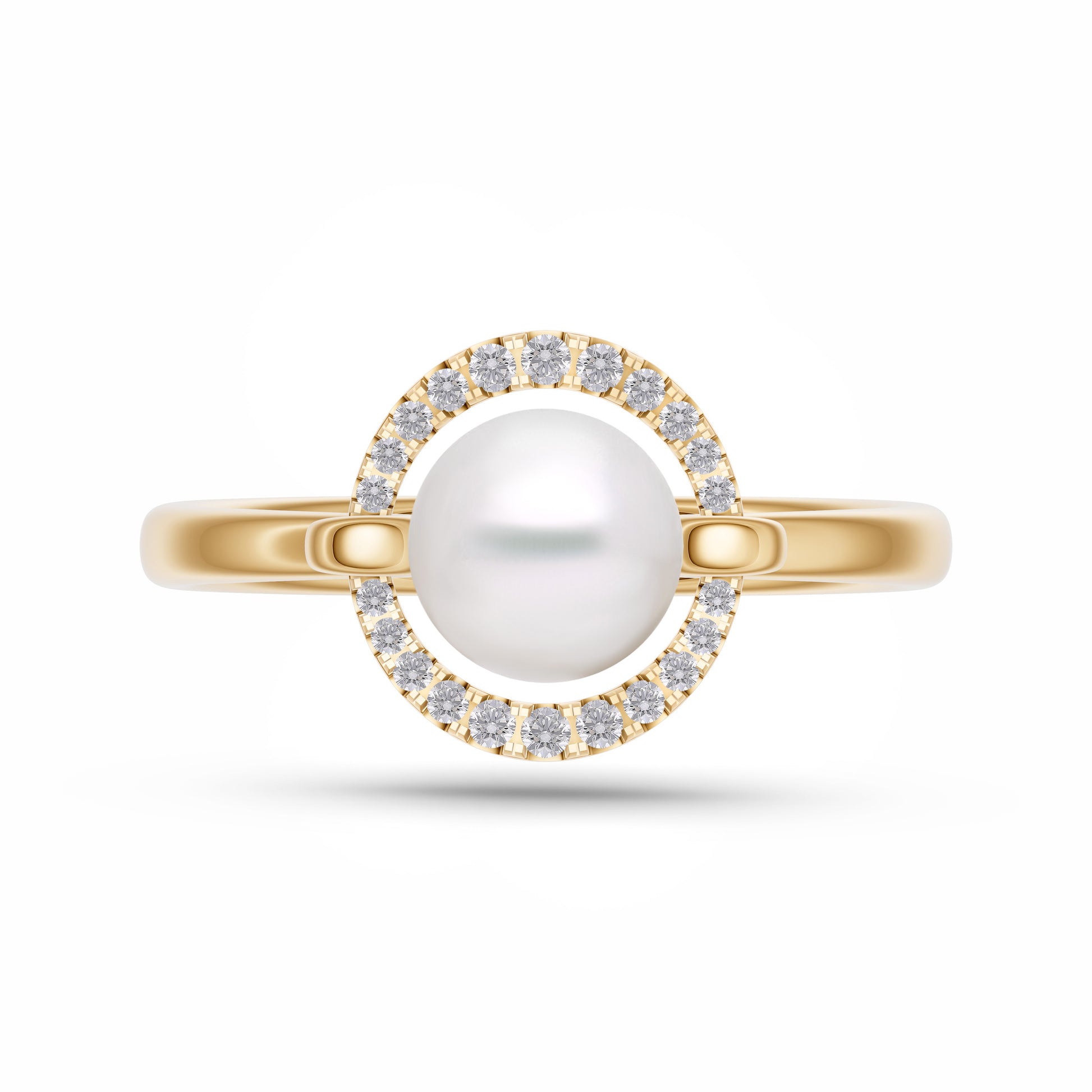 Pearl & Diamond Orbit Ring In 14K Gold