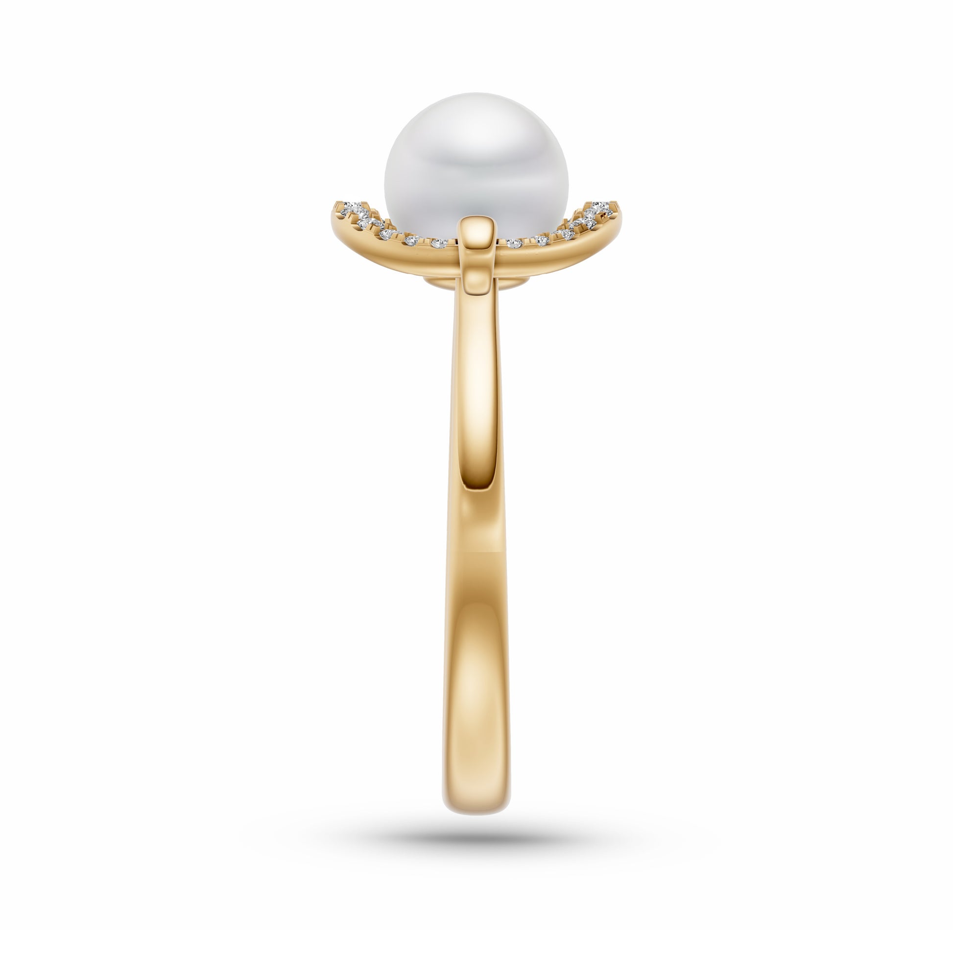 Pearl & Diamond Orbit Ring In 14K Gold