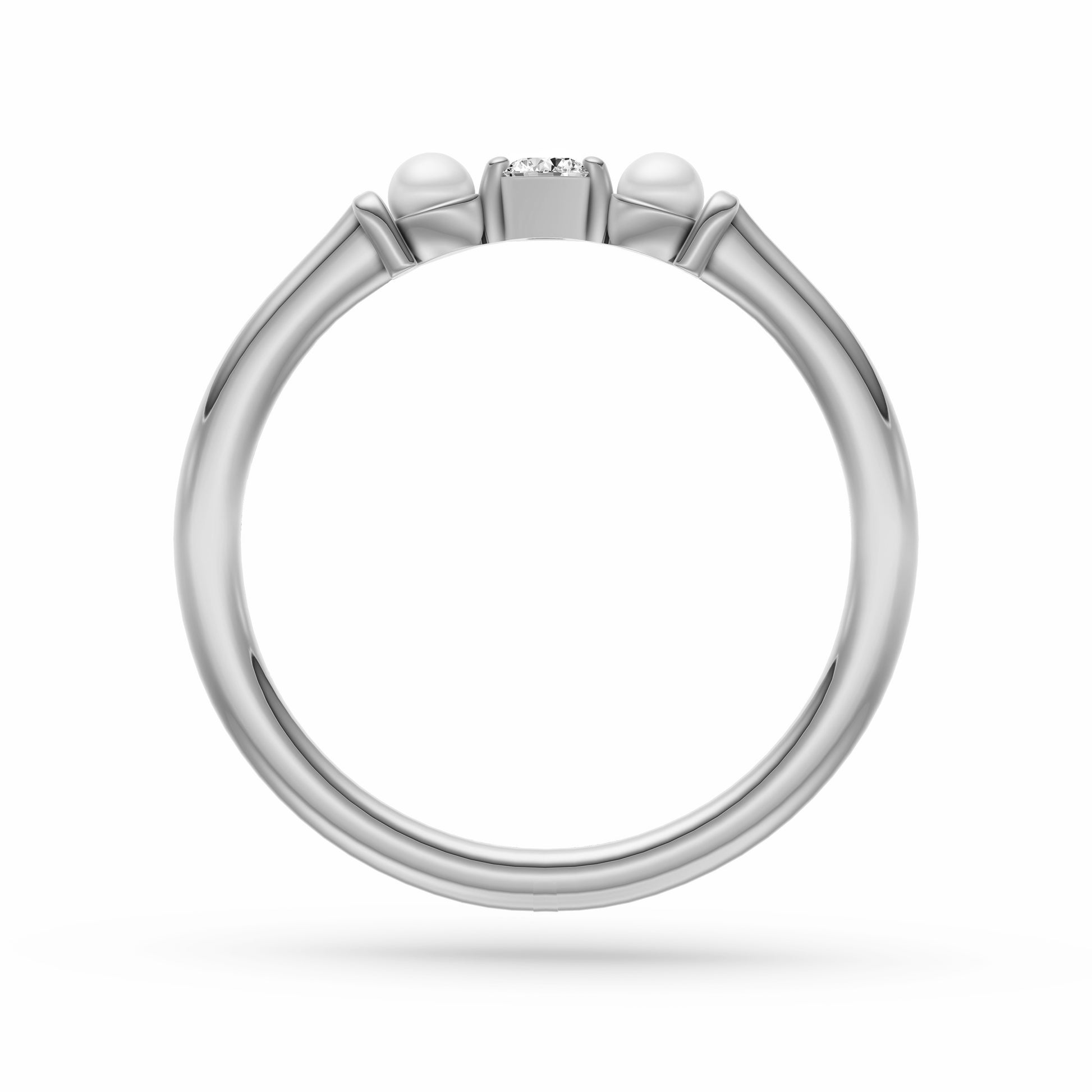 Freshwater Pearl & Diamond Band In 14k Gold