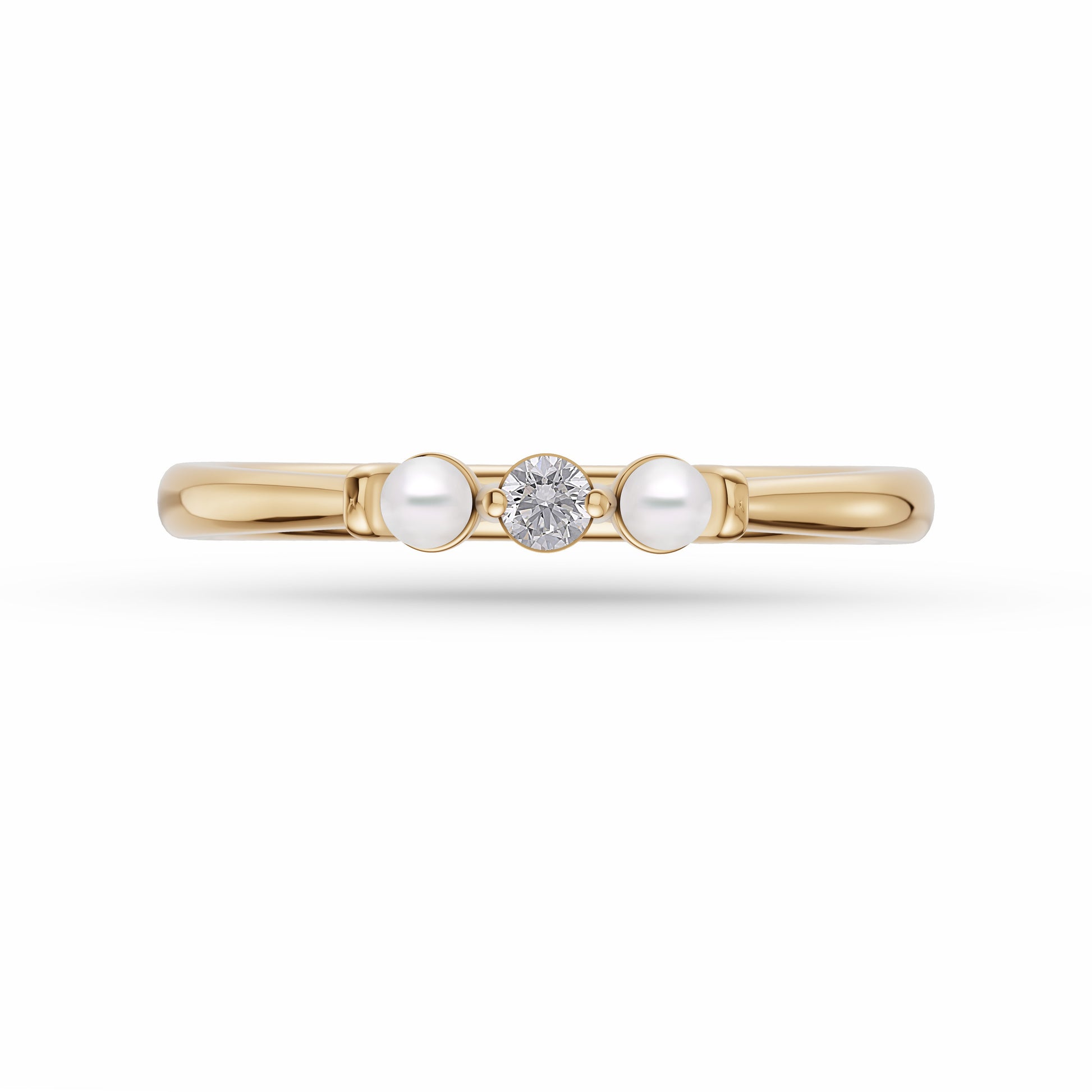 Freshwater Pearl & Diamond Band In 14k Gold