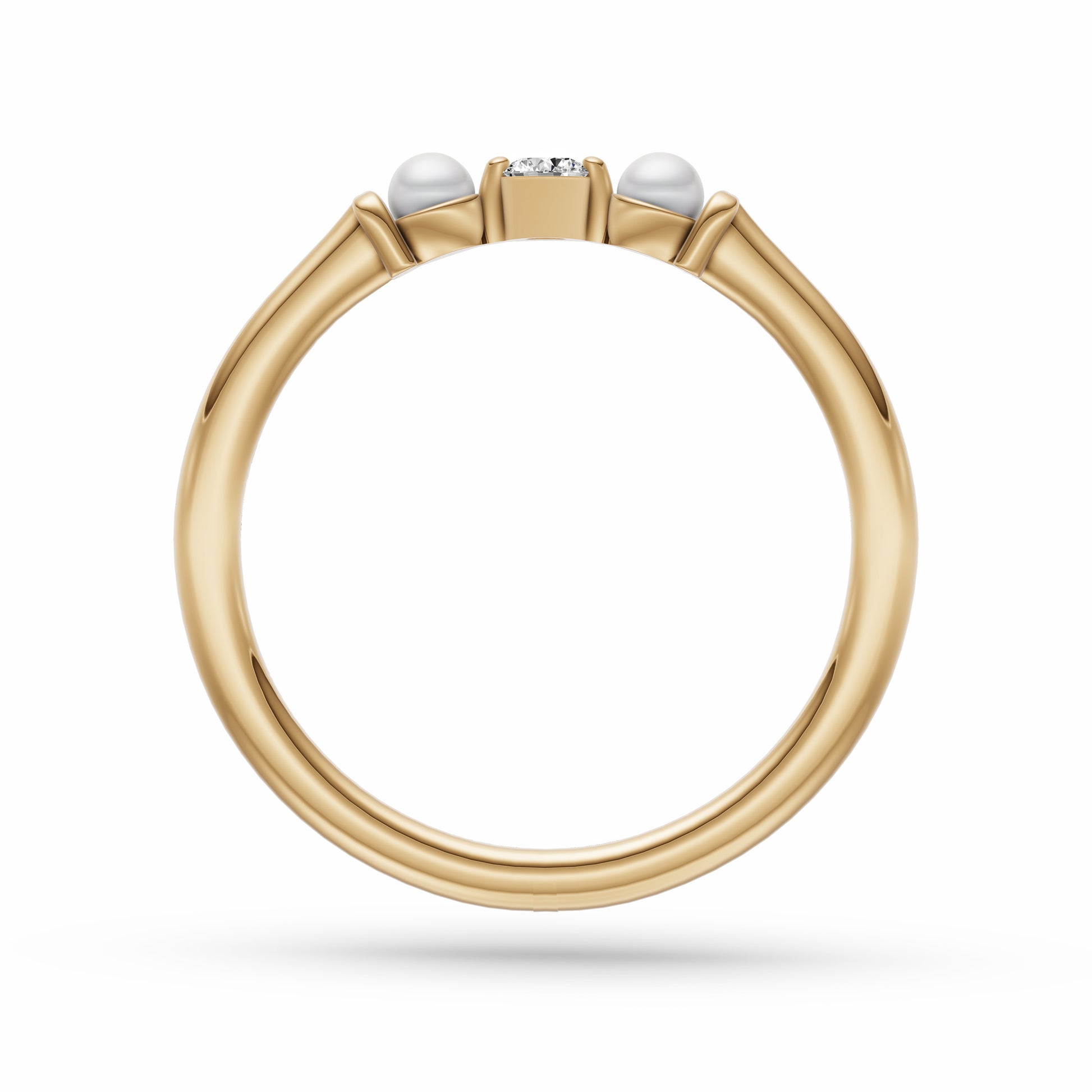 Freshwater Pearl & Diamond Band In 14k Gold