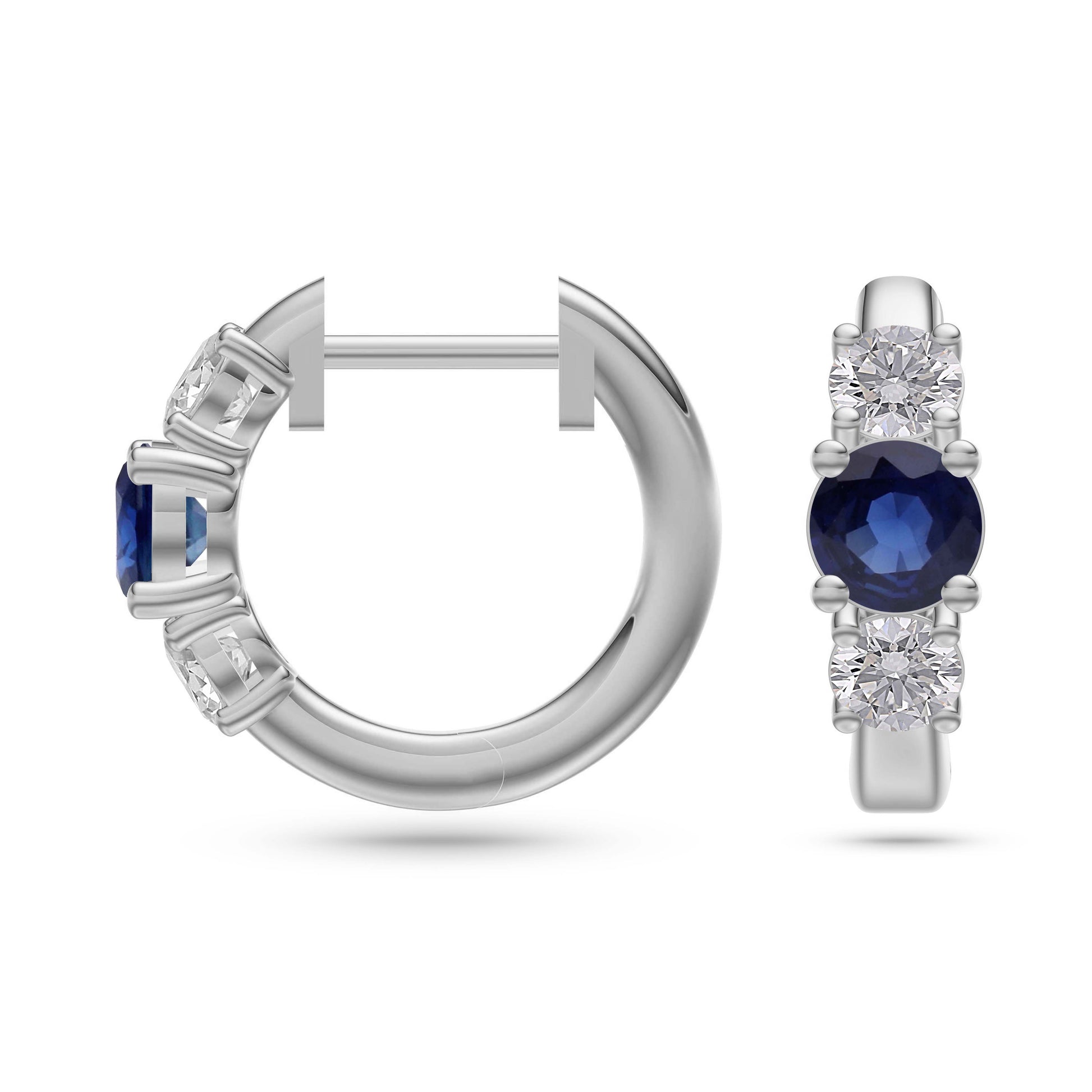 Sapphire and Diamond Huggie Earrings in 18K Gold