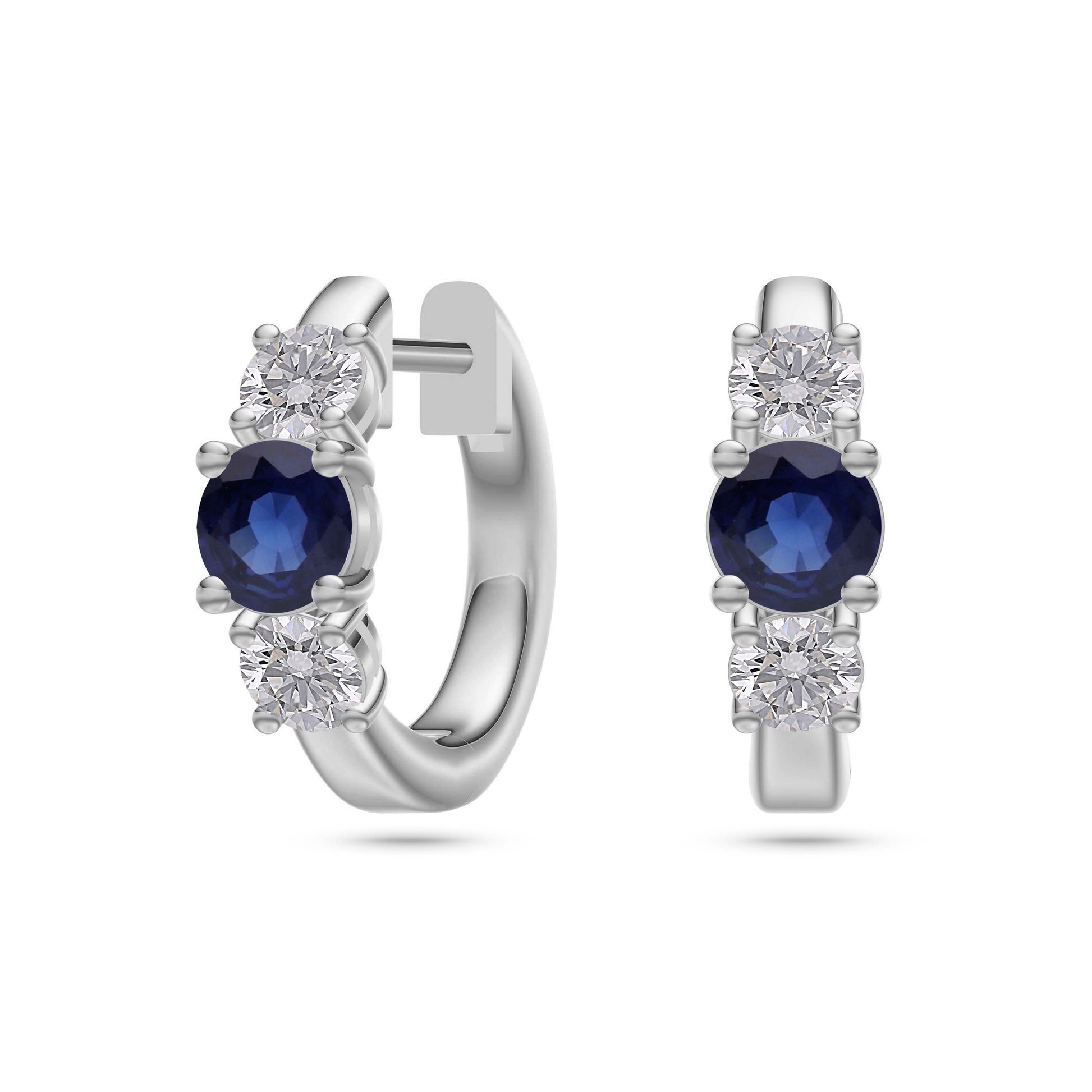 Sapphire and Diamond Huggie Earrings in 18K Gold