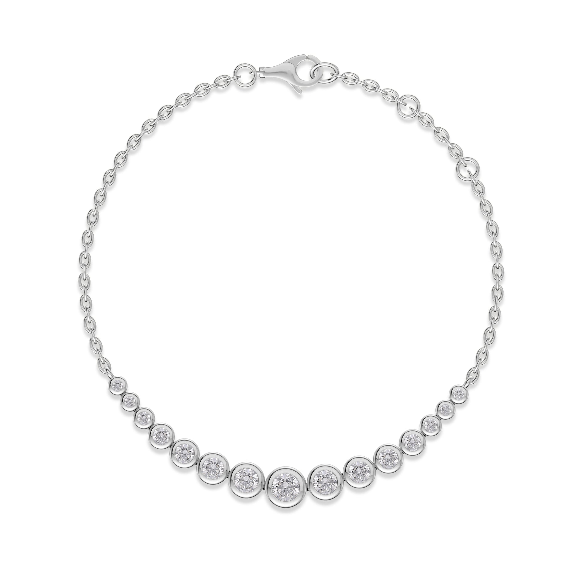 Graduating Bezel Diamond Bracelet in 14K Gold