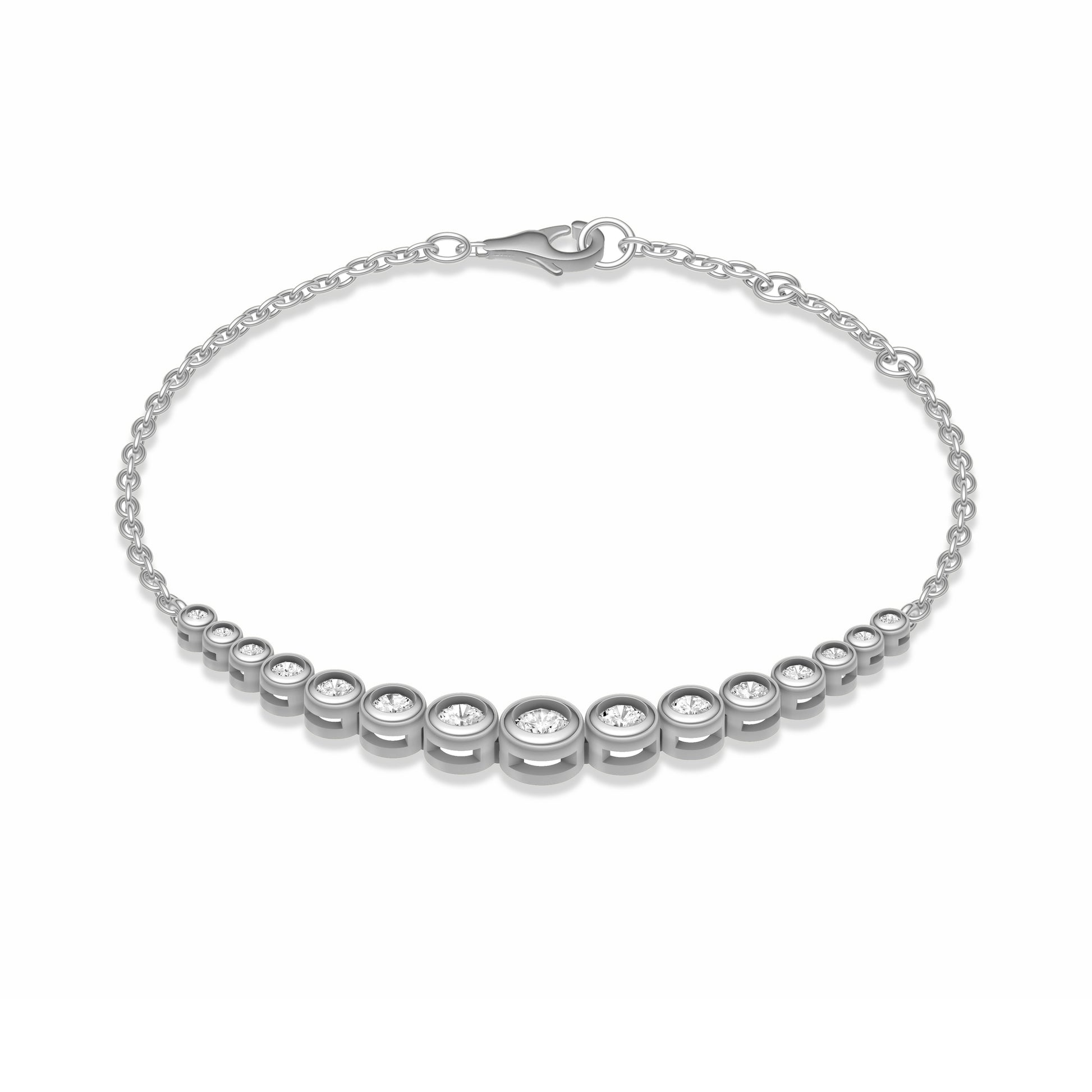Graduating Bezel Diamond Bracelet in 14K Gold