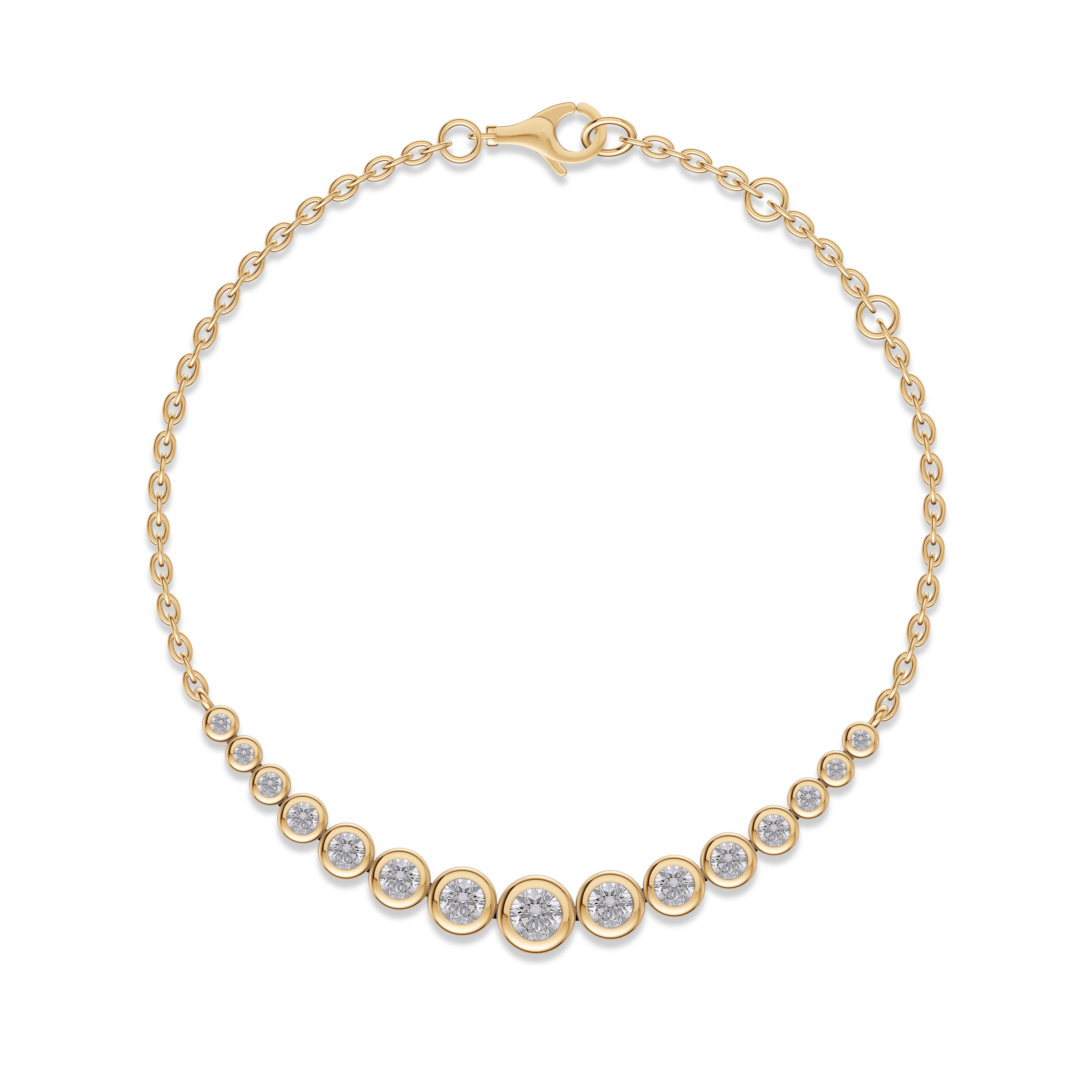 Graduating Bezel Diamond Bracelet in 14K Gold