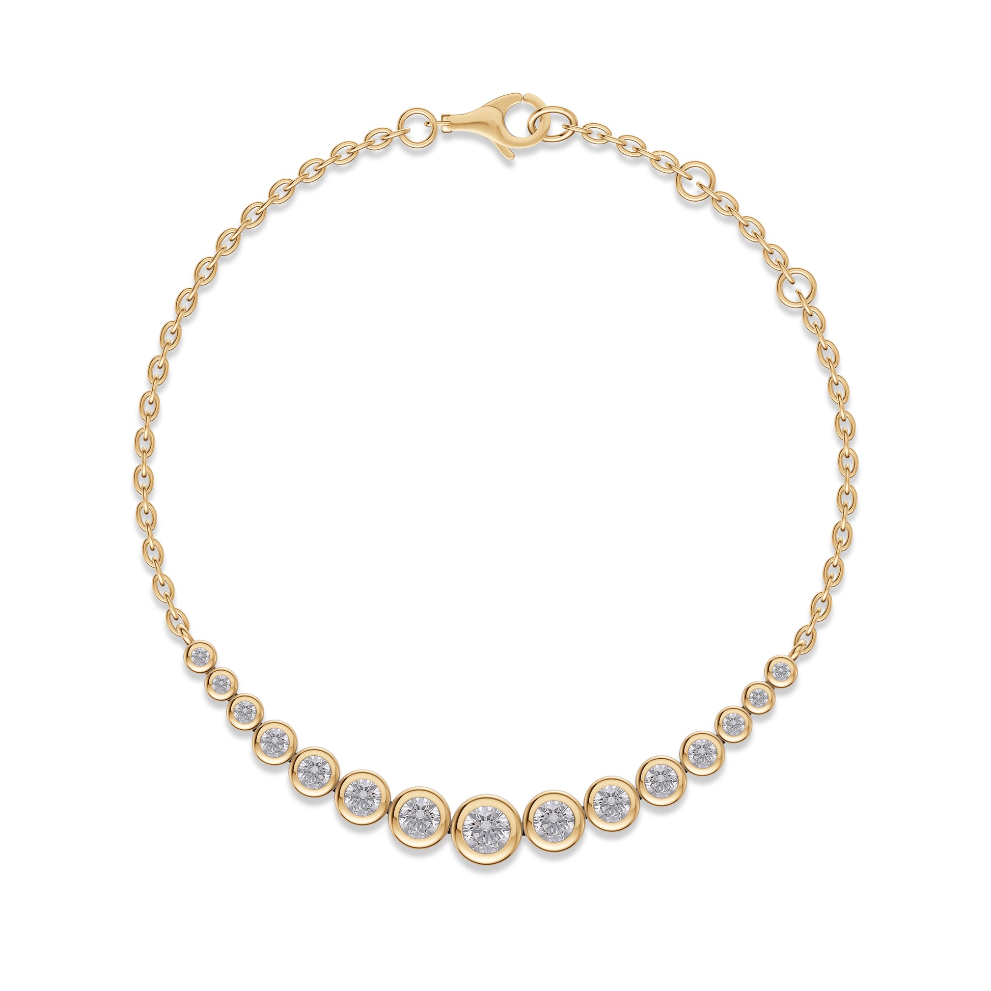 Graduating Bezel Diamond Bracelet in 14K Gold