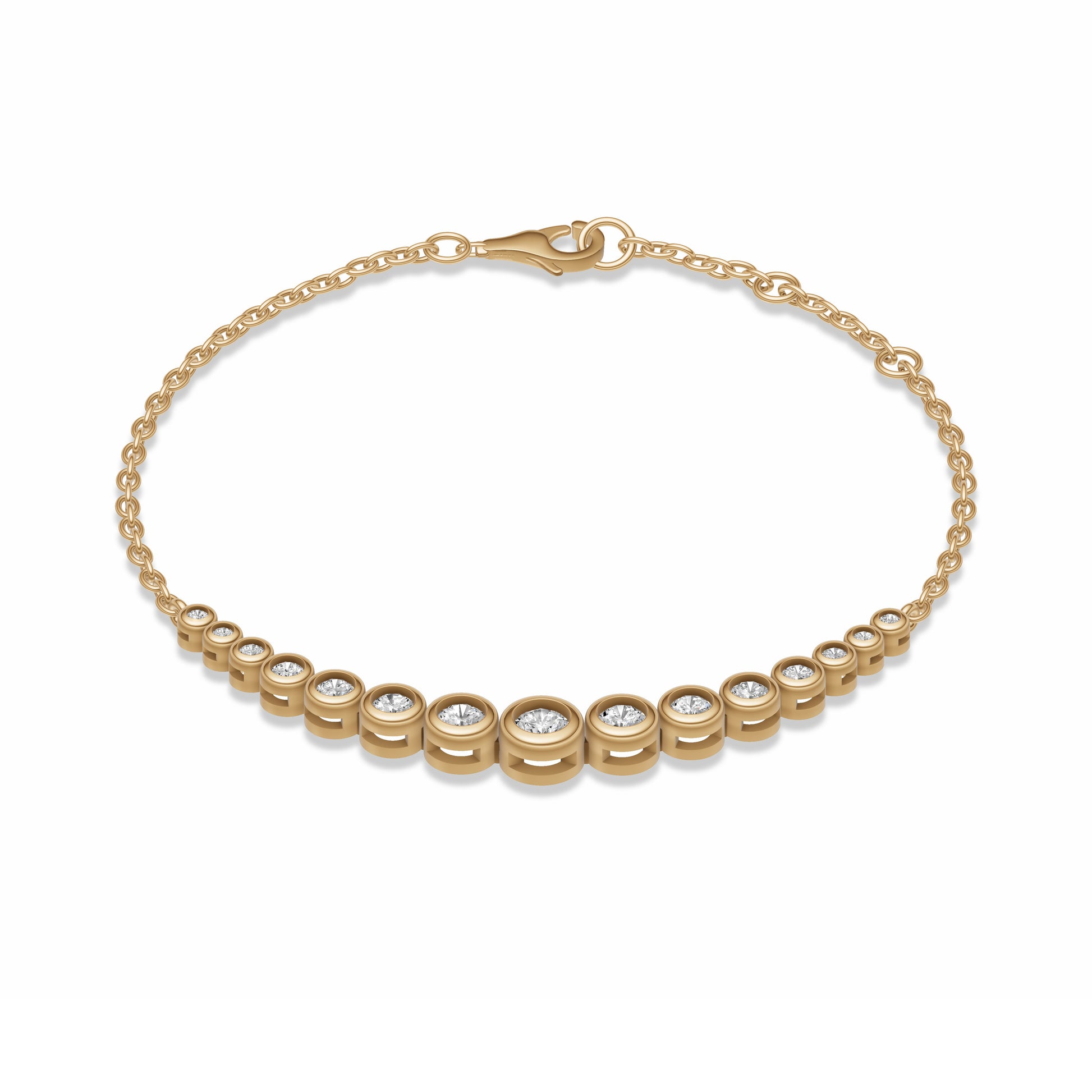 Graduating Bezel Diamond Bracelet in 14K Gold