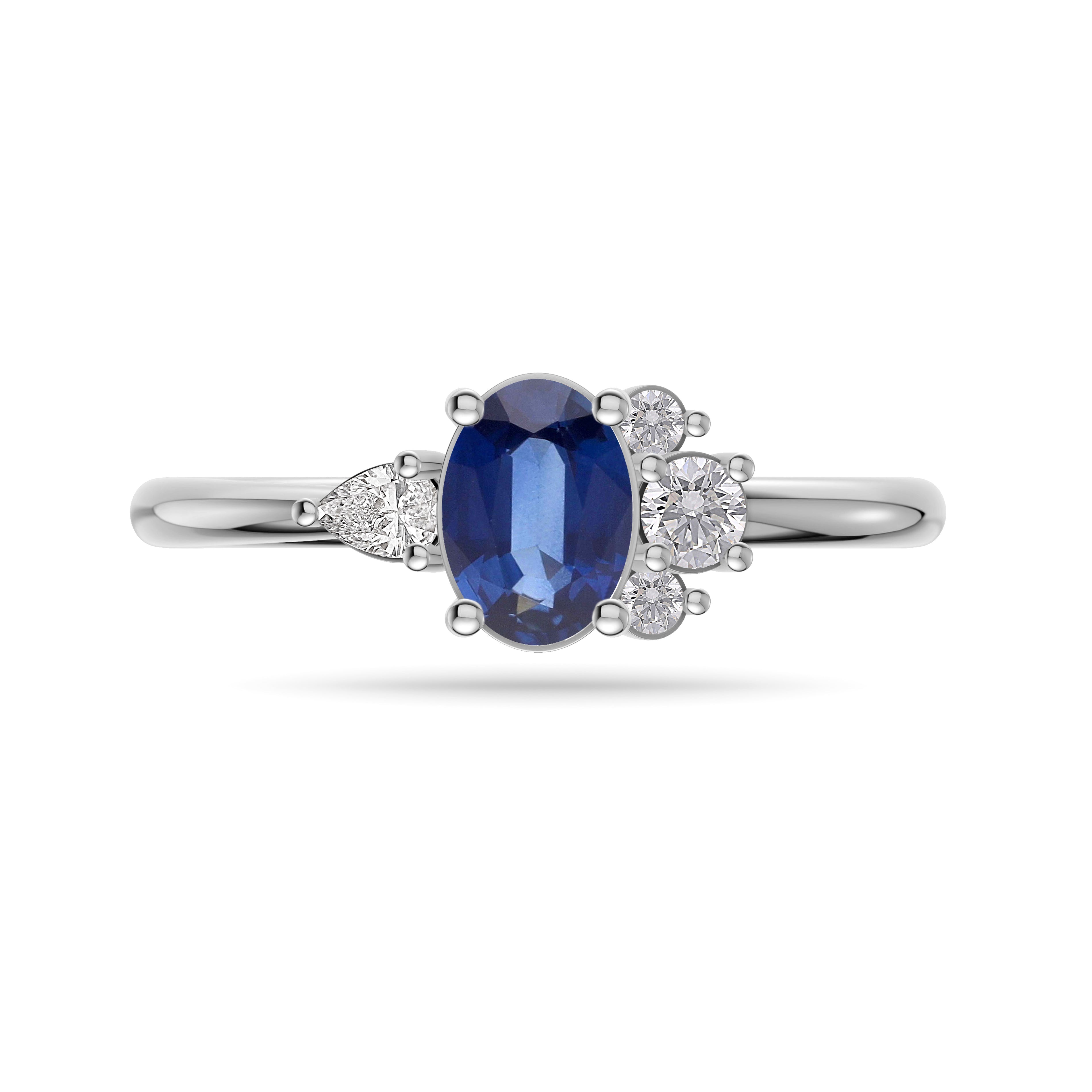 Veloura Blue Sapphire Diamond Ring In 18K Gold