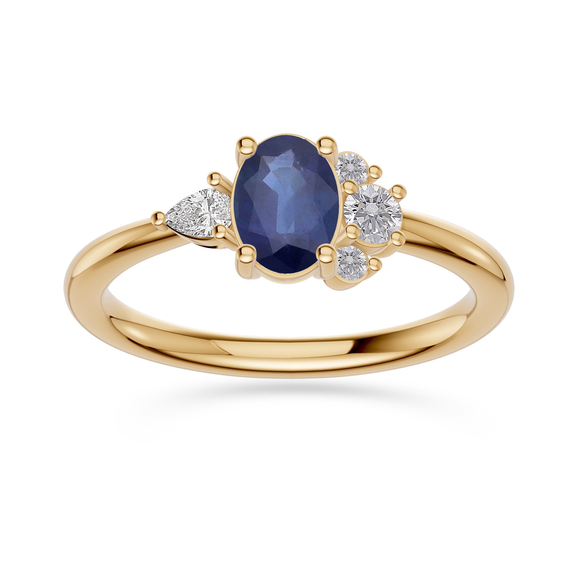 Veloura Blue Sapphire Diamond Ring In 18K Gold