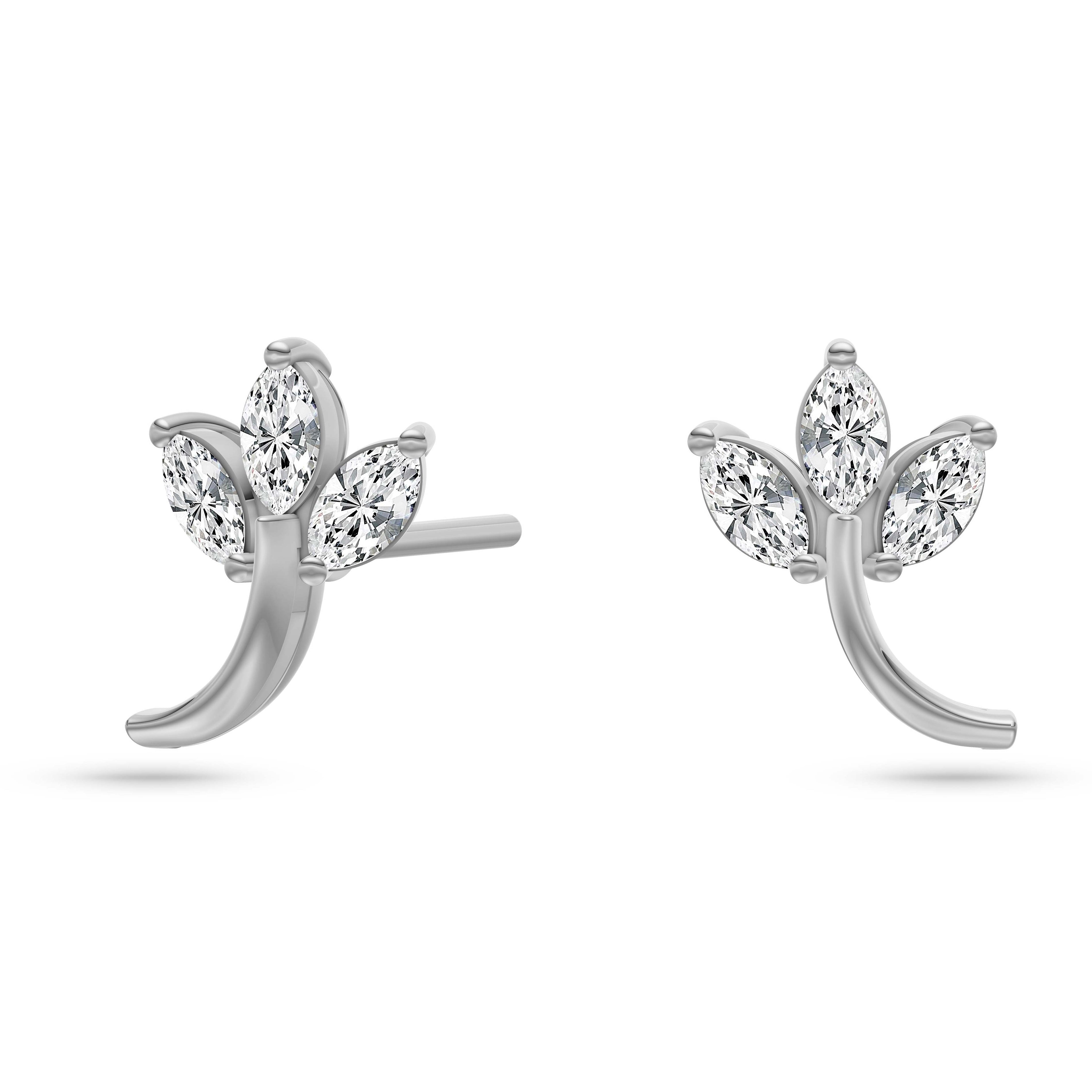 Nature Inspired Leafy Shaped Earrings In 14K Gold