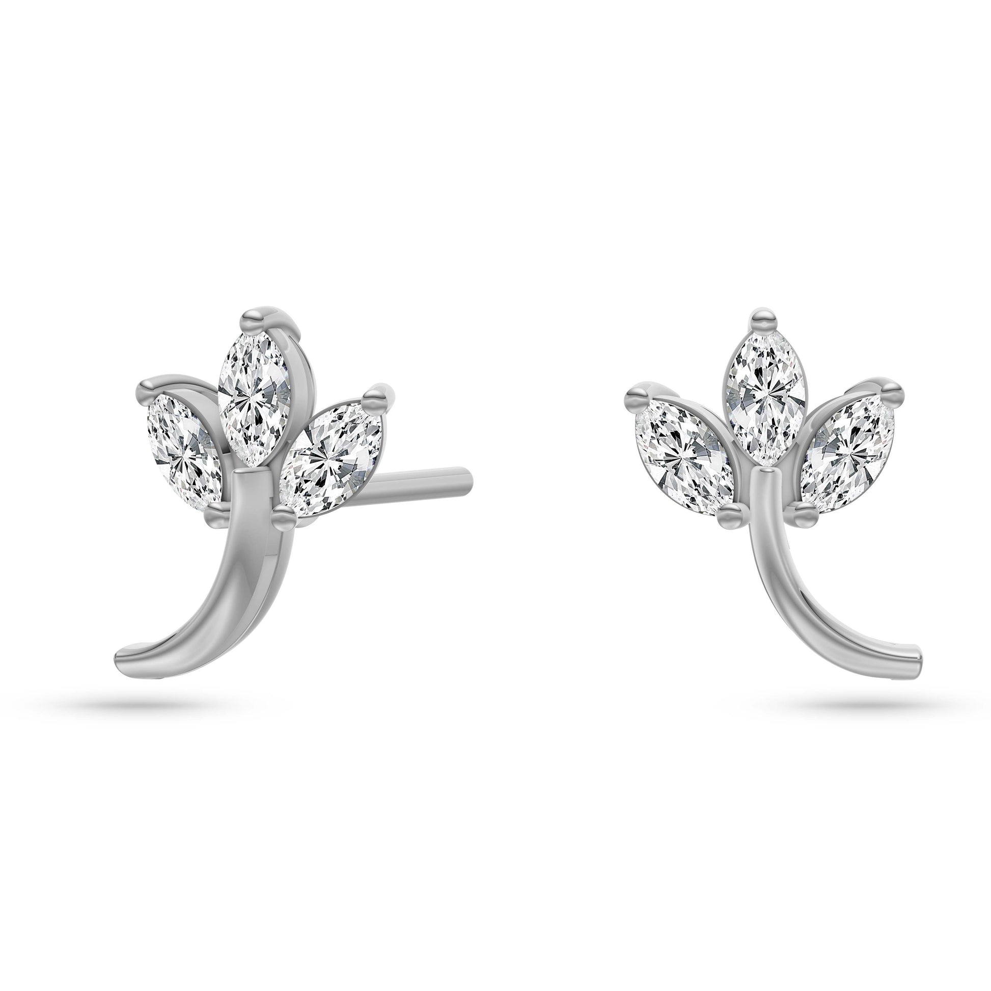 Nature Inspired Leafy Shaped Earrings In 14K Gold