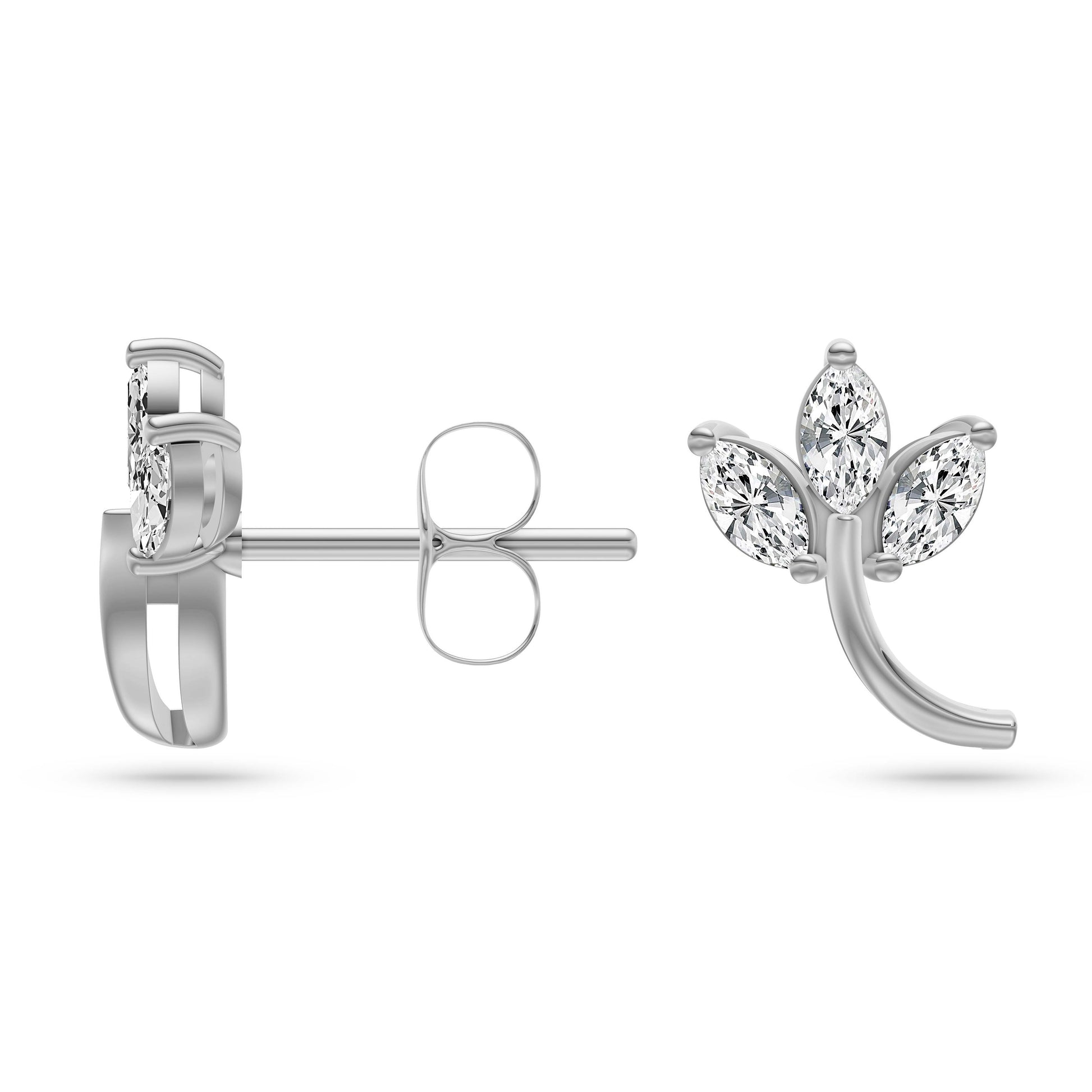 Nature Inspired Leafy Shaped Earrings In 14K Gold