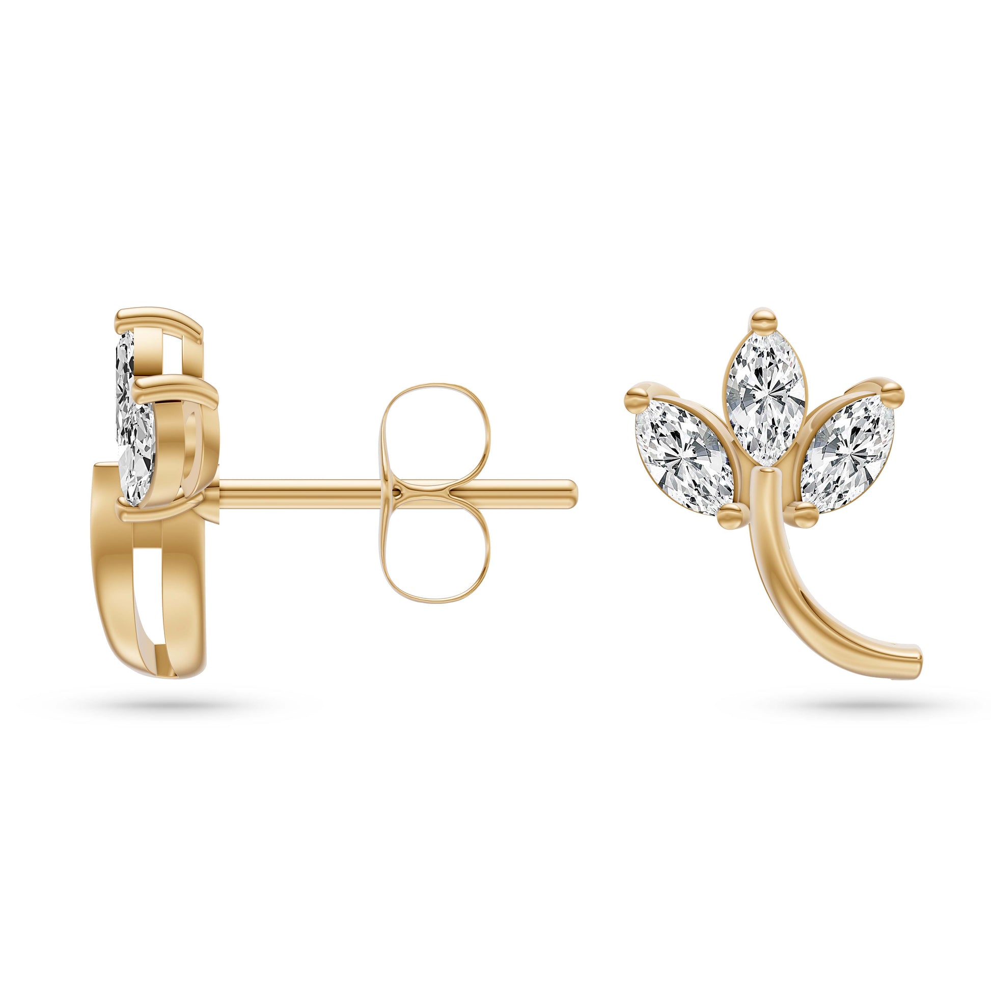 Nature Inspired Leafy Shaped Earrings In 14K Gold