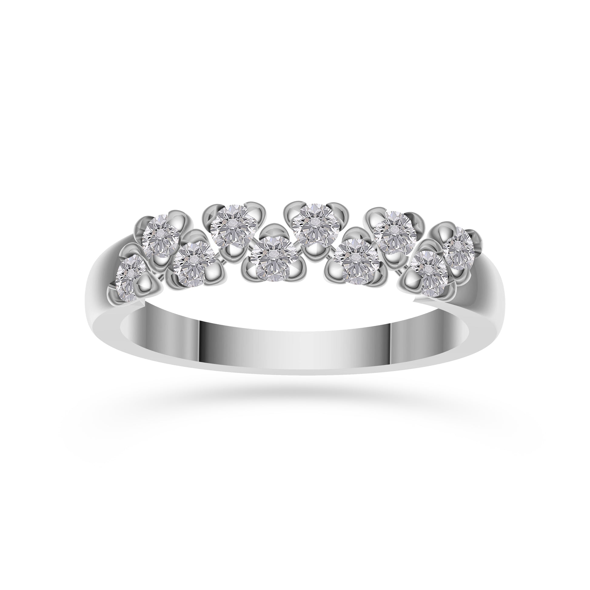 Nature Inspired Diamond Band Ring in 14K Gold
