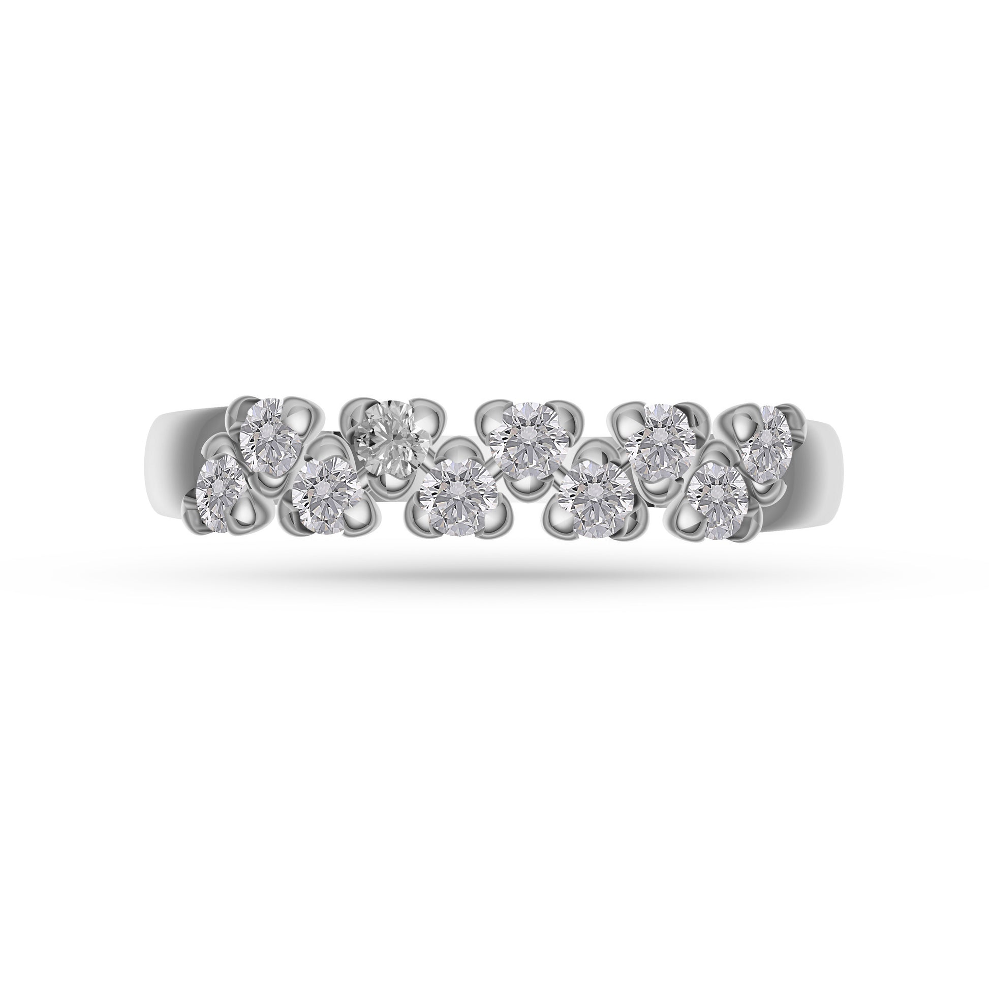 Nature Inspired Diamond Band Ring in 14K Gold