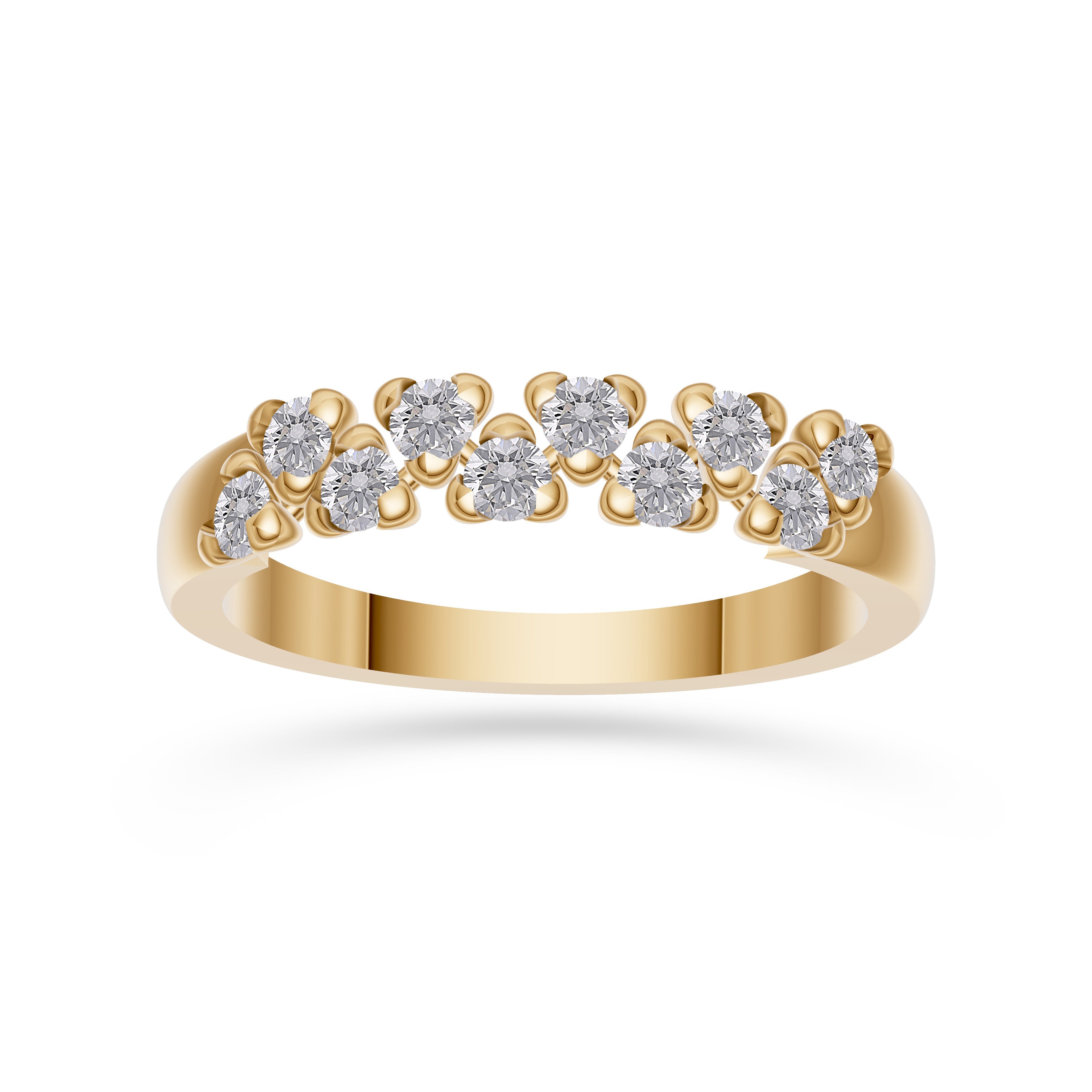 Nature Inspired Diamond Band Ring in 14K Gold