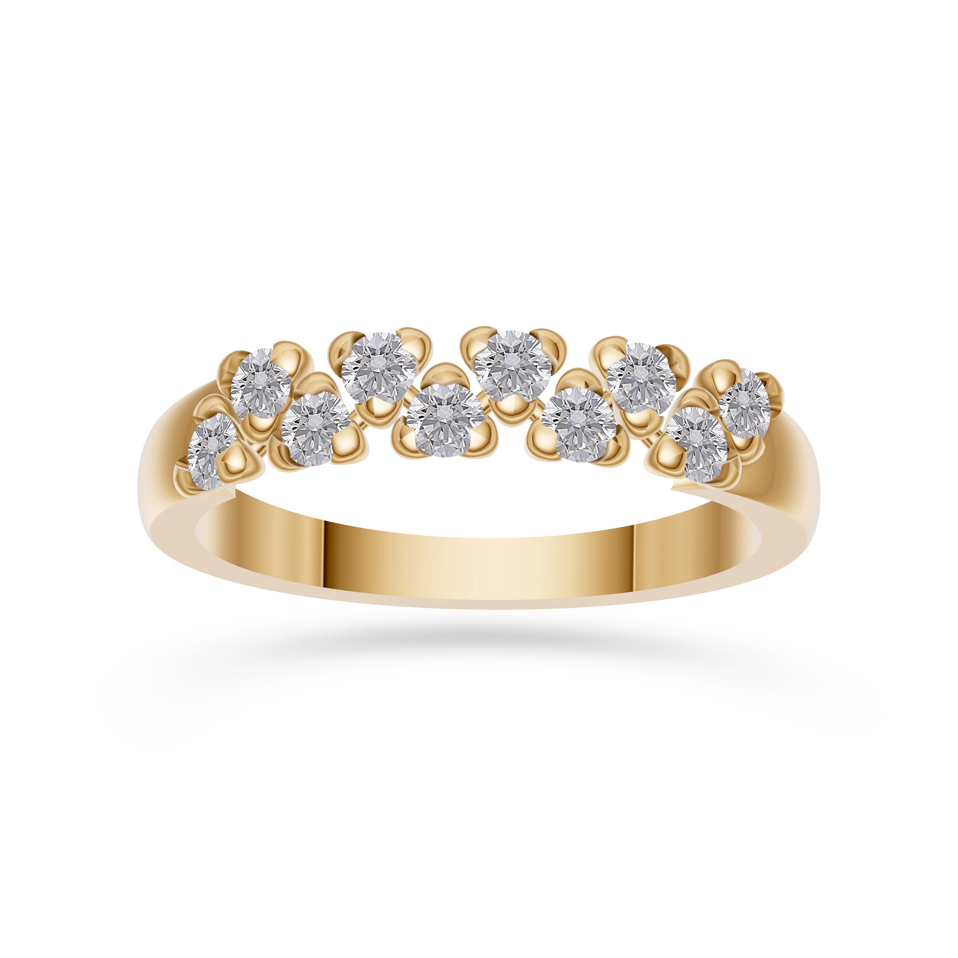 Nature Inspired Diamond Band Ring in 14K Gold