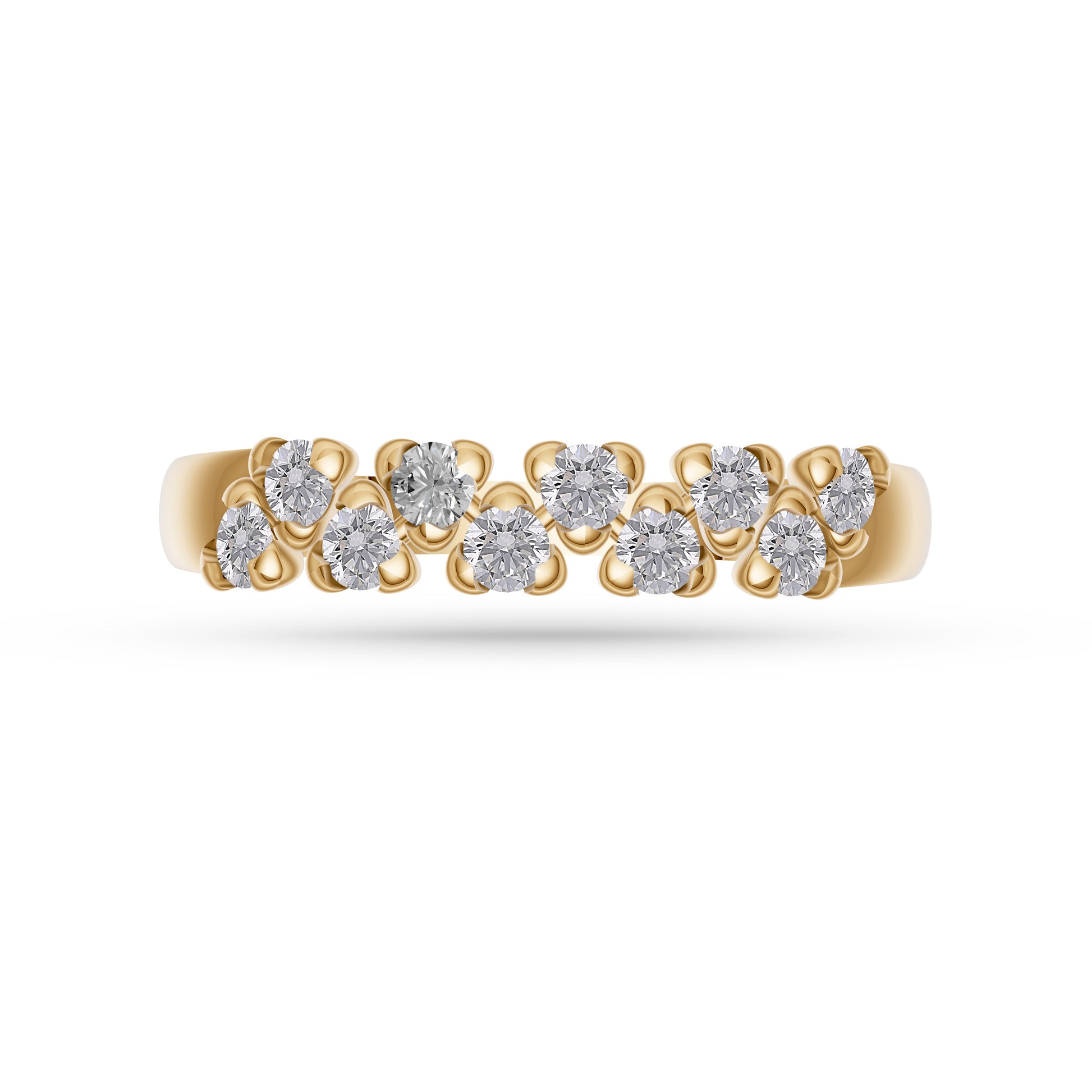 Nature Inspired Diamond Band Ring in 14K Gold