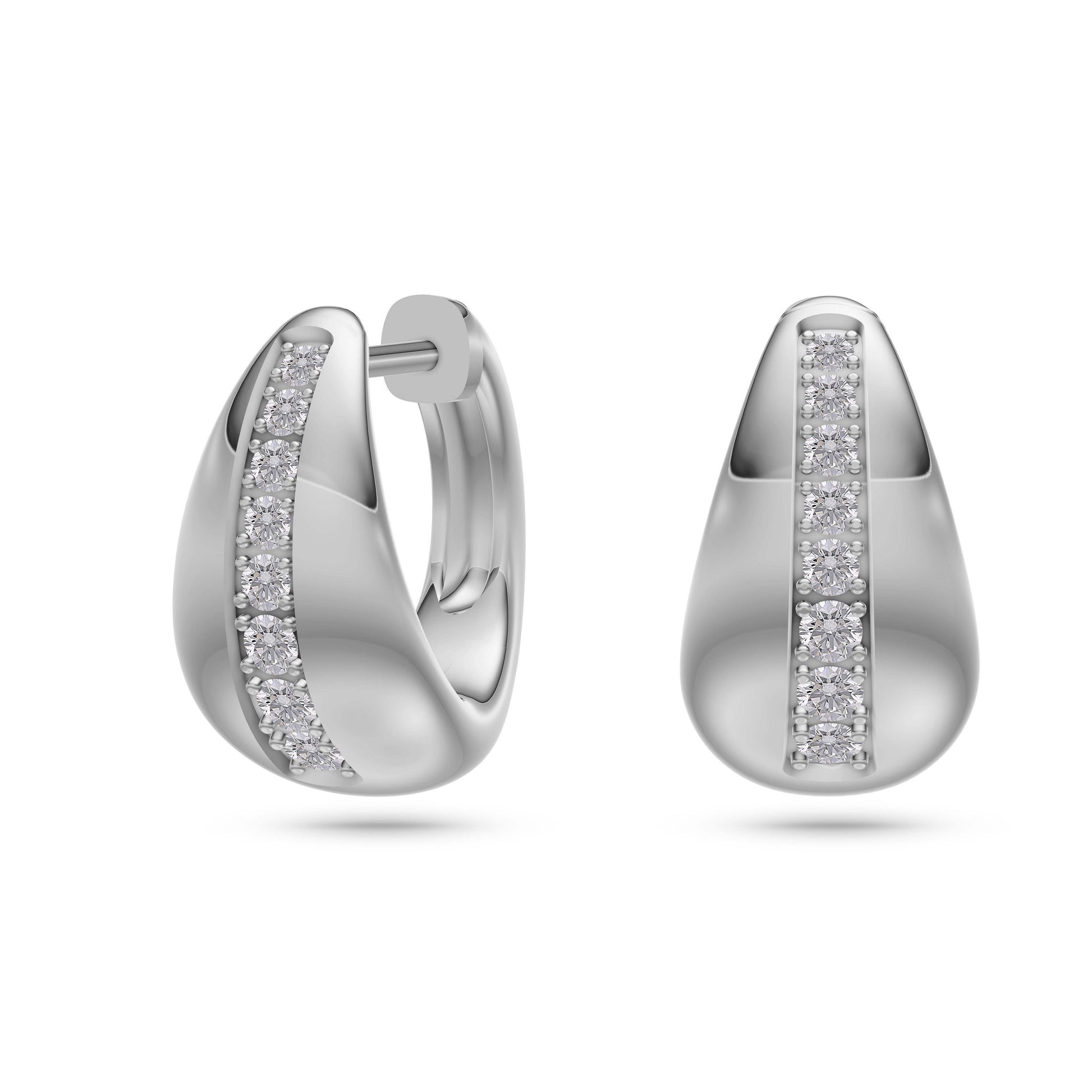 Channel-Set Diamond Bold Earrings in 14K Gold