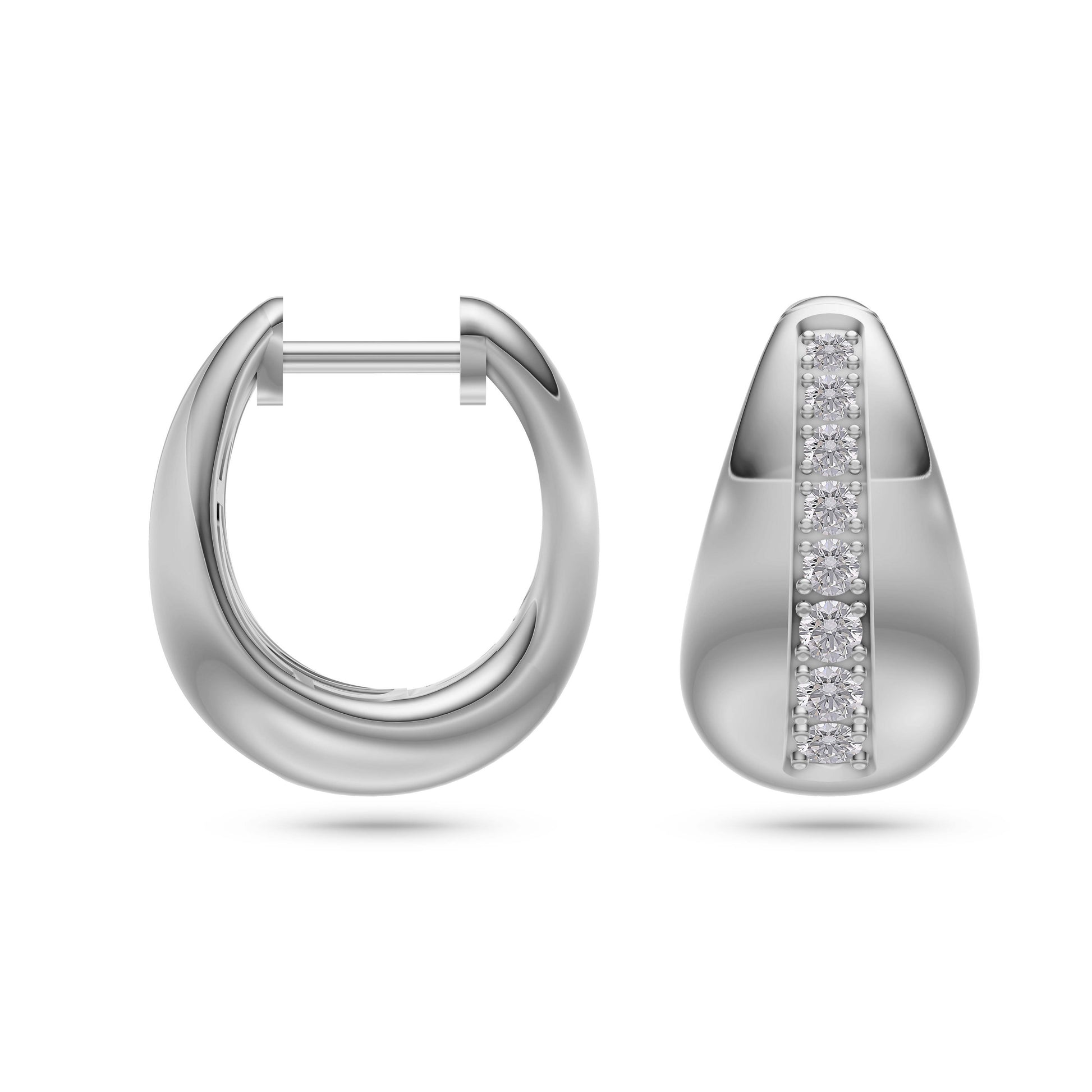 Channel-Set Diamond Bold Earrings in 14K Gold