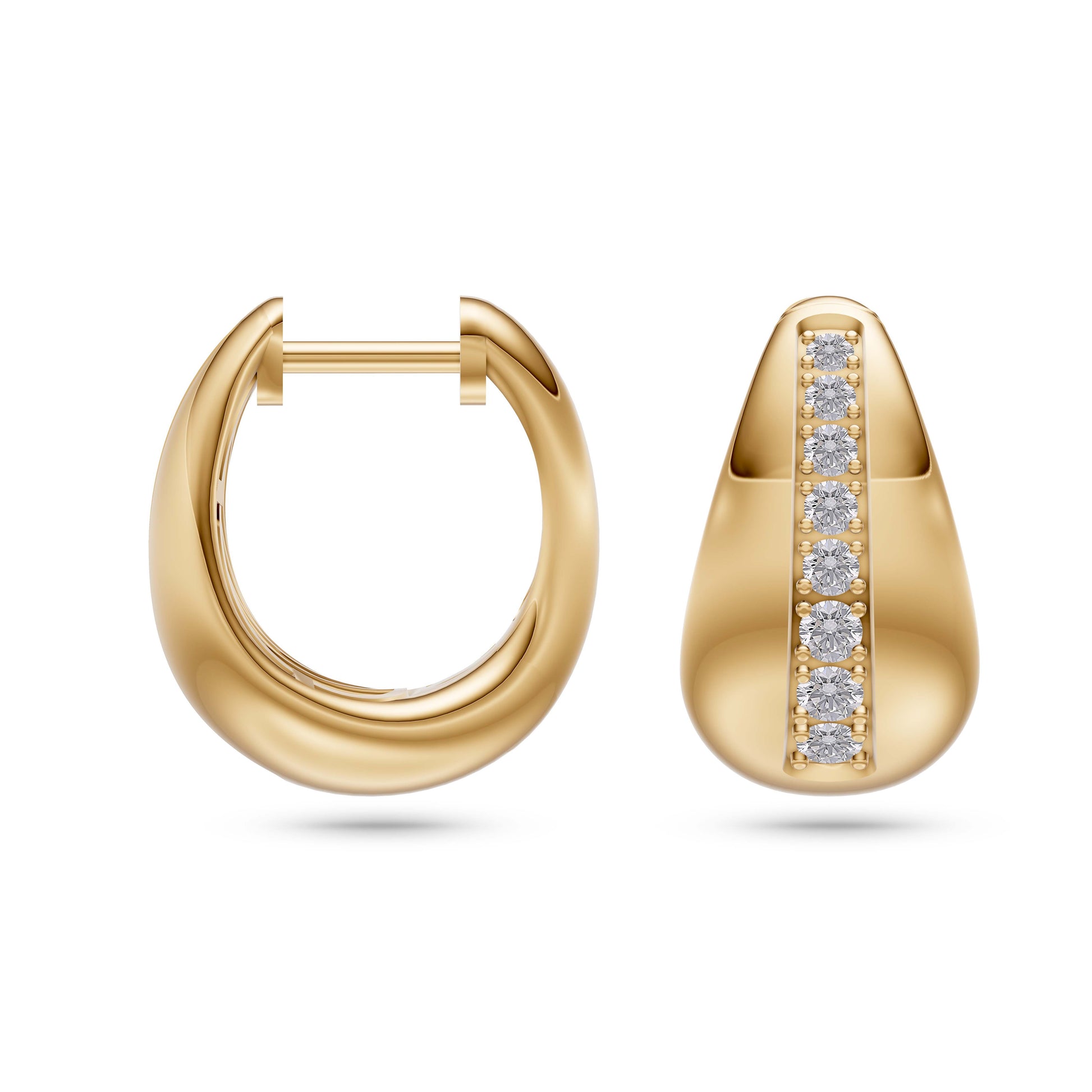 Channel-Set Diamond Bold Earrings in 14K Gold