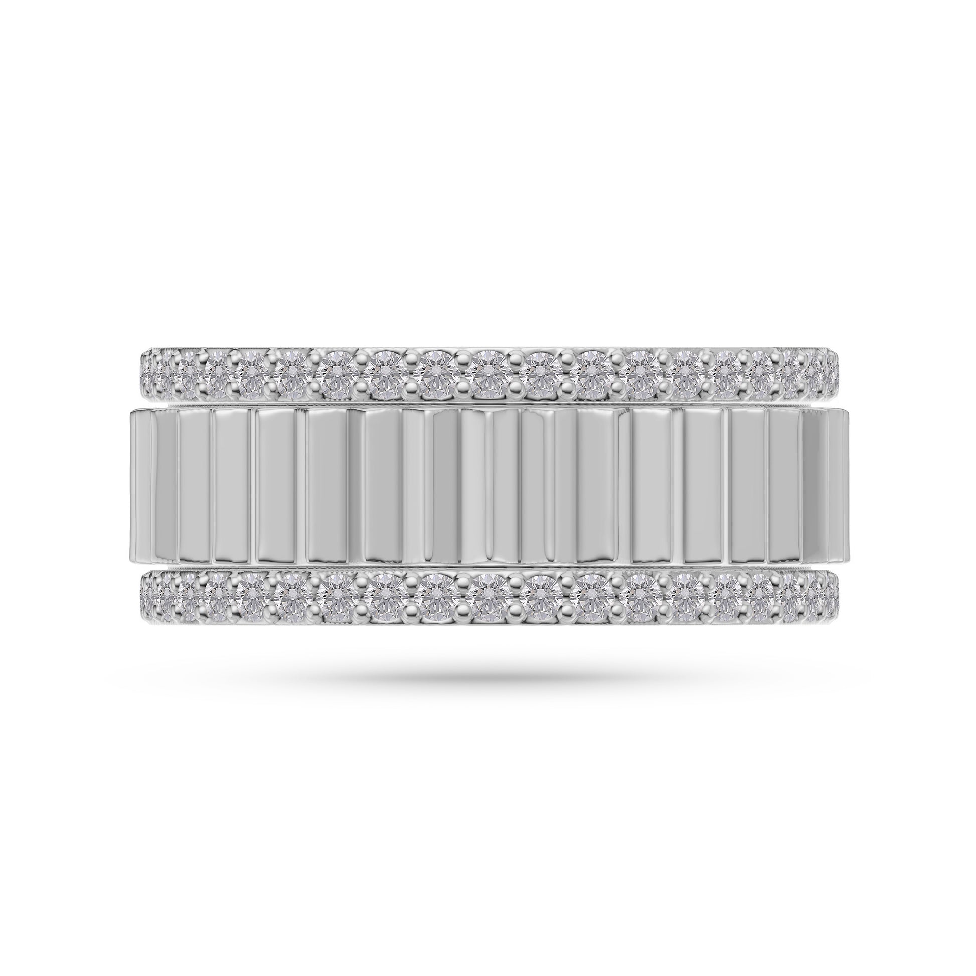 Ridged Diamond Band Ring in 14K Gold