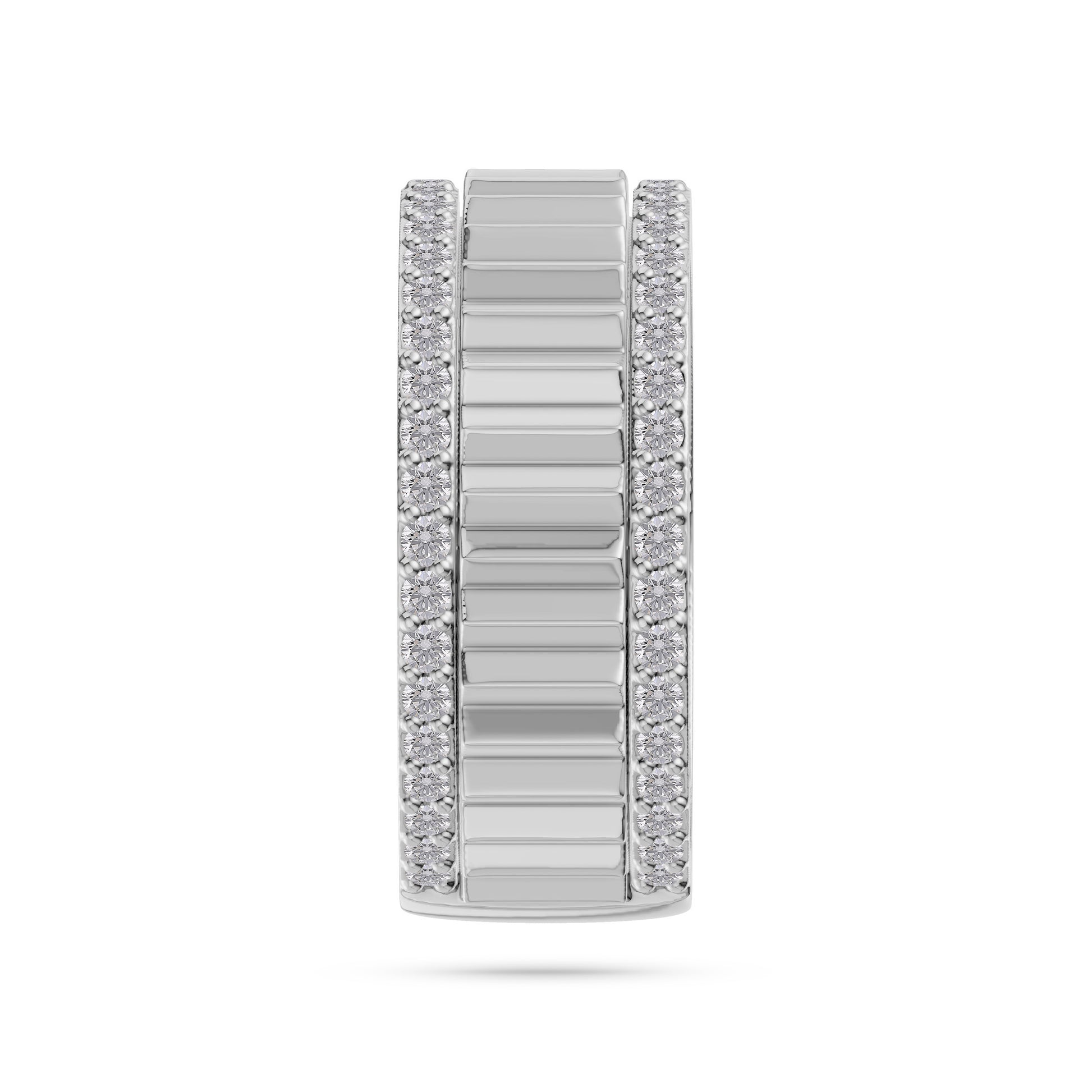 Ridged Diamond Band Ring in 14K Gold