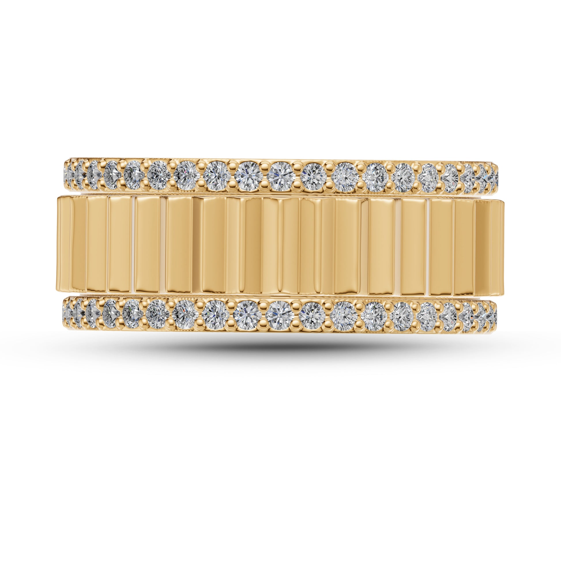 Ridged Diamond Band Ring in 14K Gold