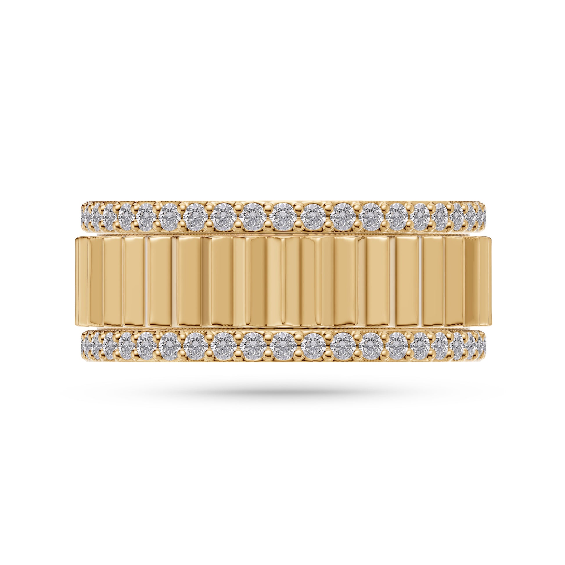 Ridged Diamond Band Ring in 14K Gold