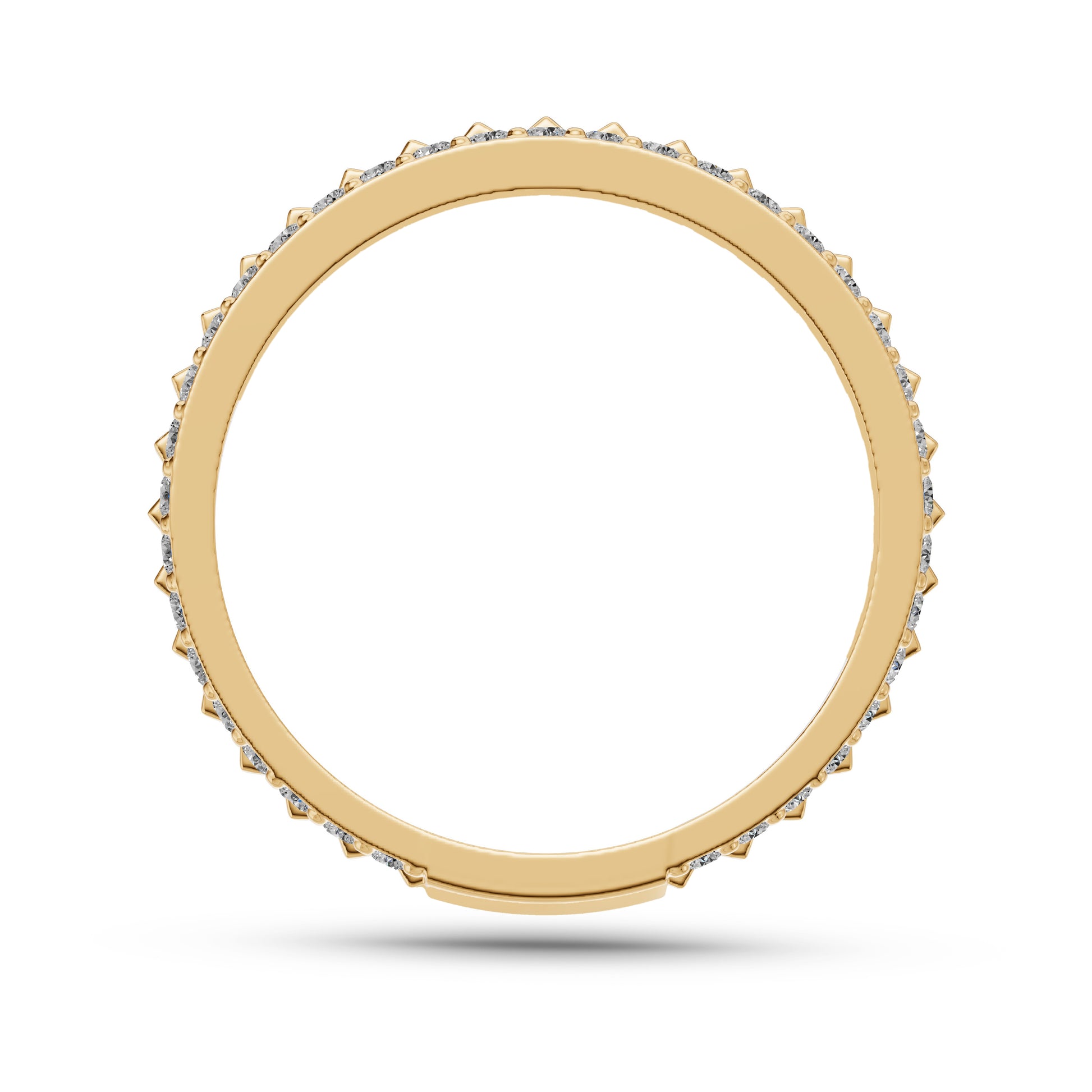Ridged Diamond Band Ring in 14K Gold