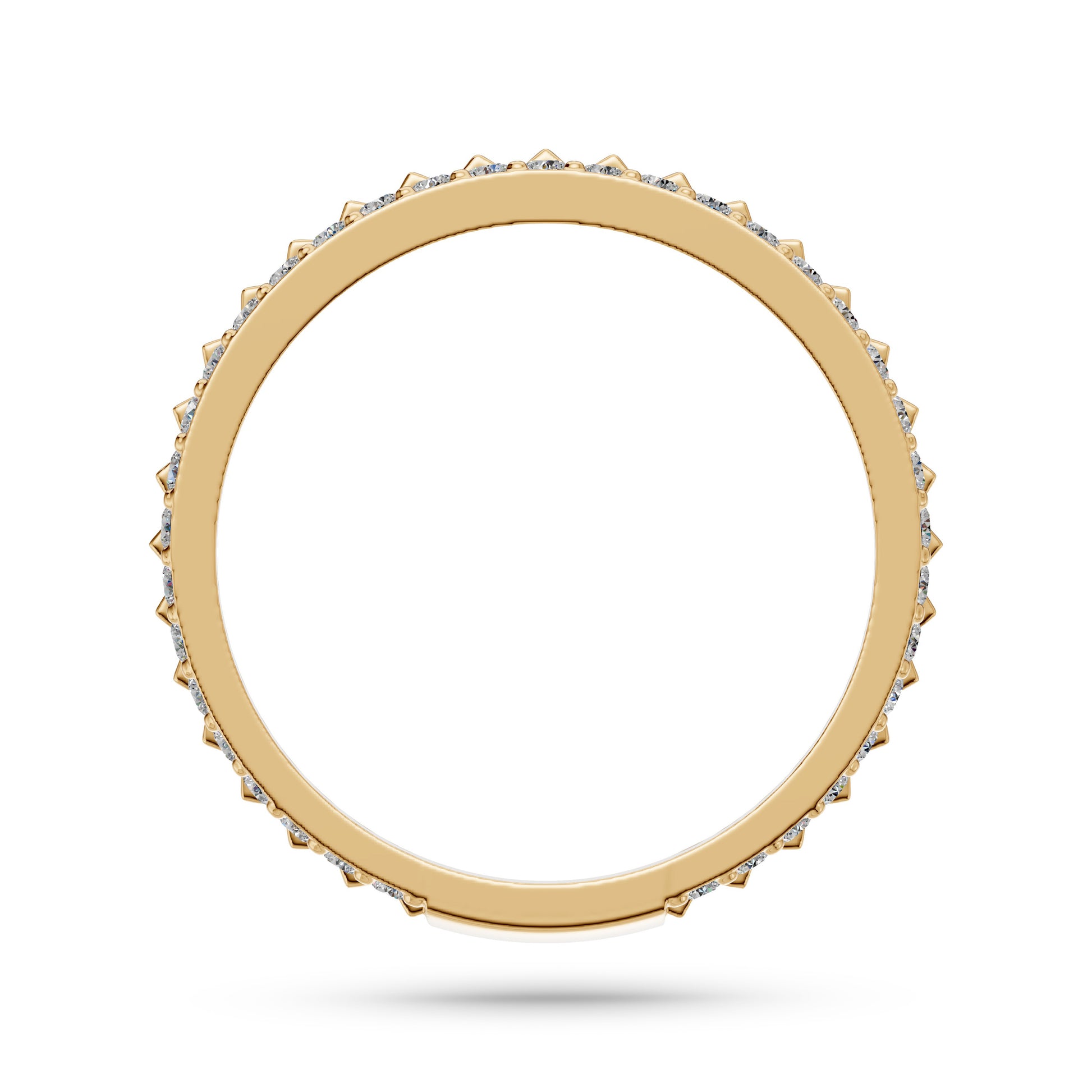 Ridged Diamond Band Ring in 14K Gold