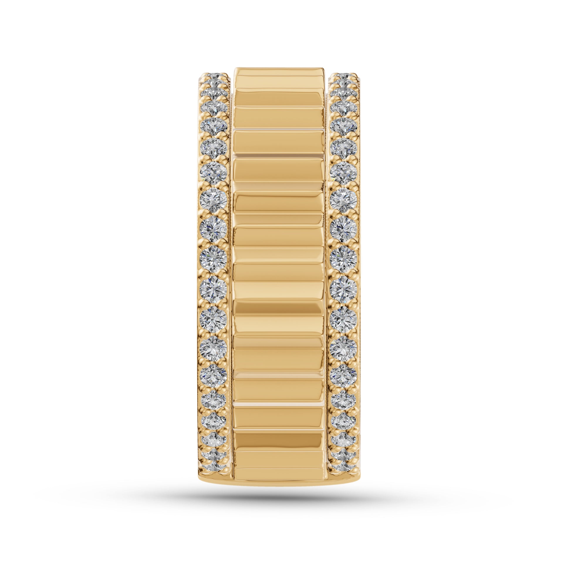 Ridged Diamond Band Ring in 14K Gold