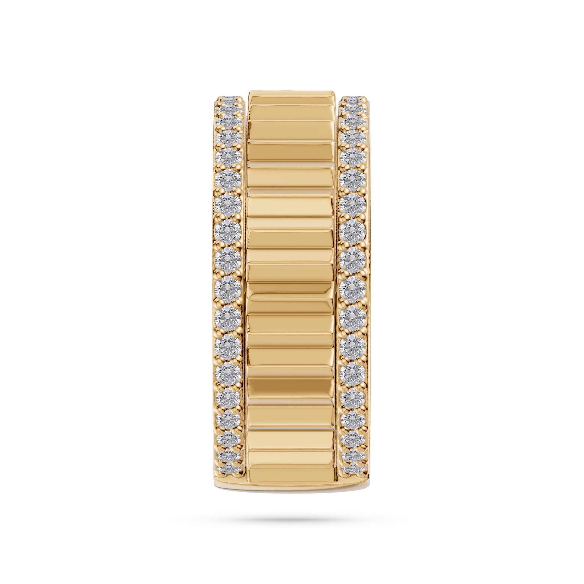 Ridged Diamond Band Ring in 14K Gold