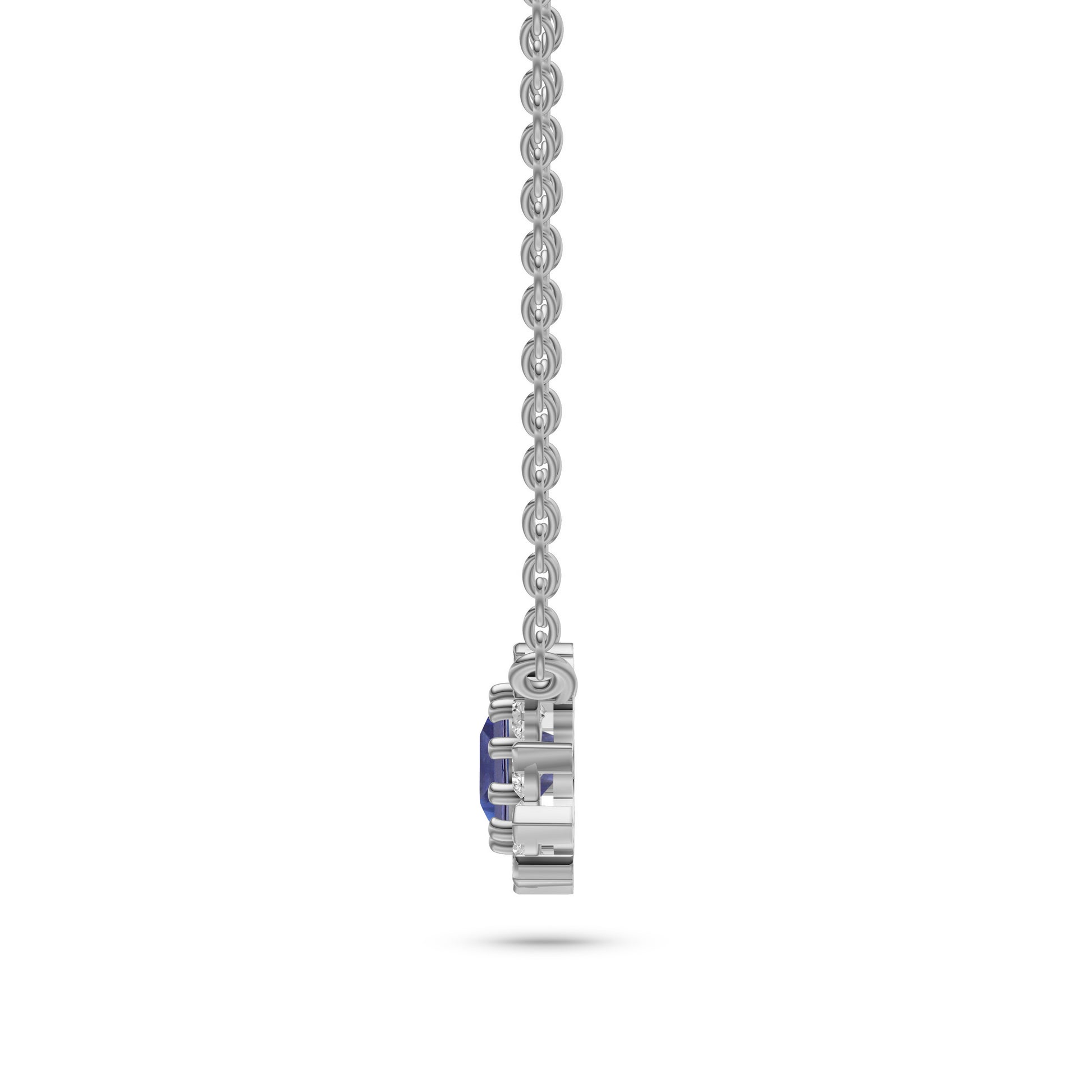 Blue Sapphire Daisy Floral Necklace in 18K Gold